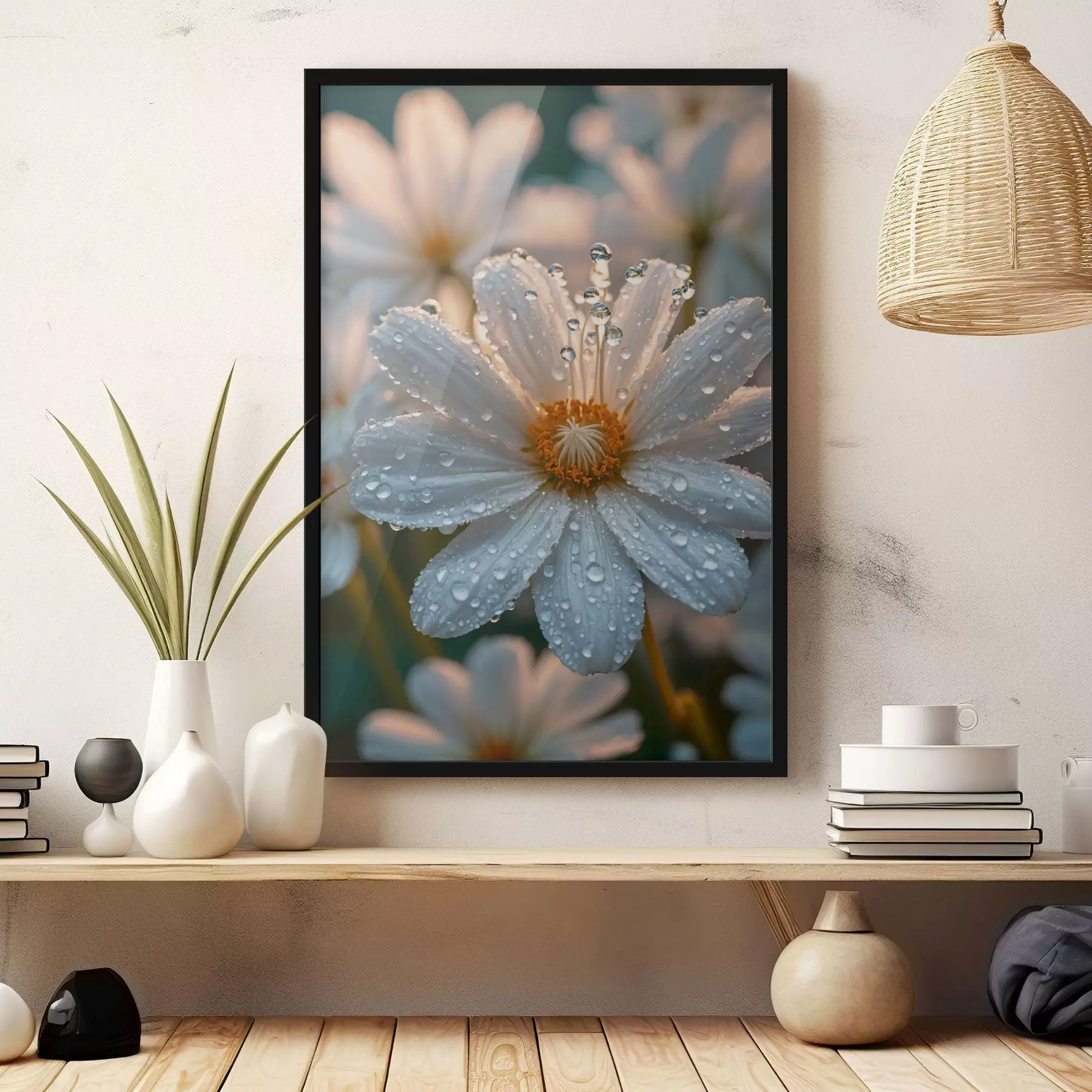 Papier peint Camomille avec rosée f44101