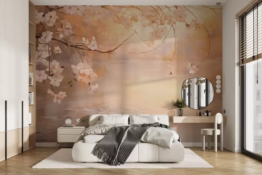 Tapisserie Murale Abstrait Fleur De Cerisier 150x200cm – Tissu Polyester – Décoration Pour Chambre, Salon, Dortoir – Kit De Fixation Inclus