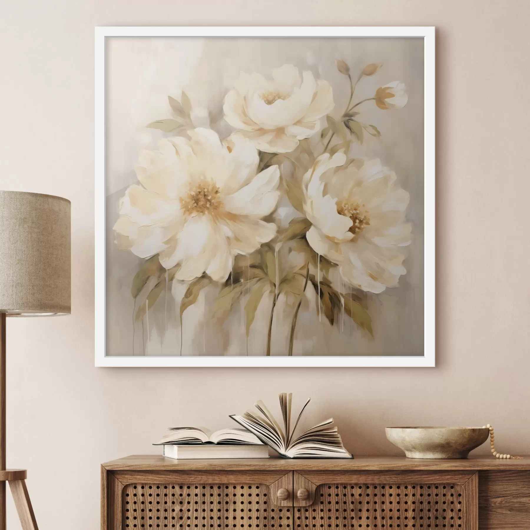 Papier peint Сomposition florale avec pétales blancs f44043