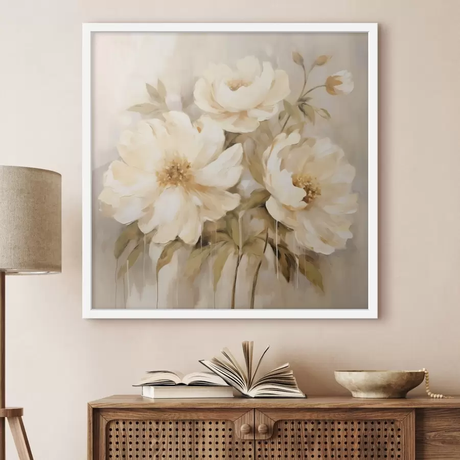 Papier peint Сomposition florale avec pétales blancs f44043