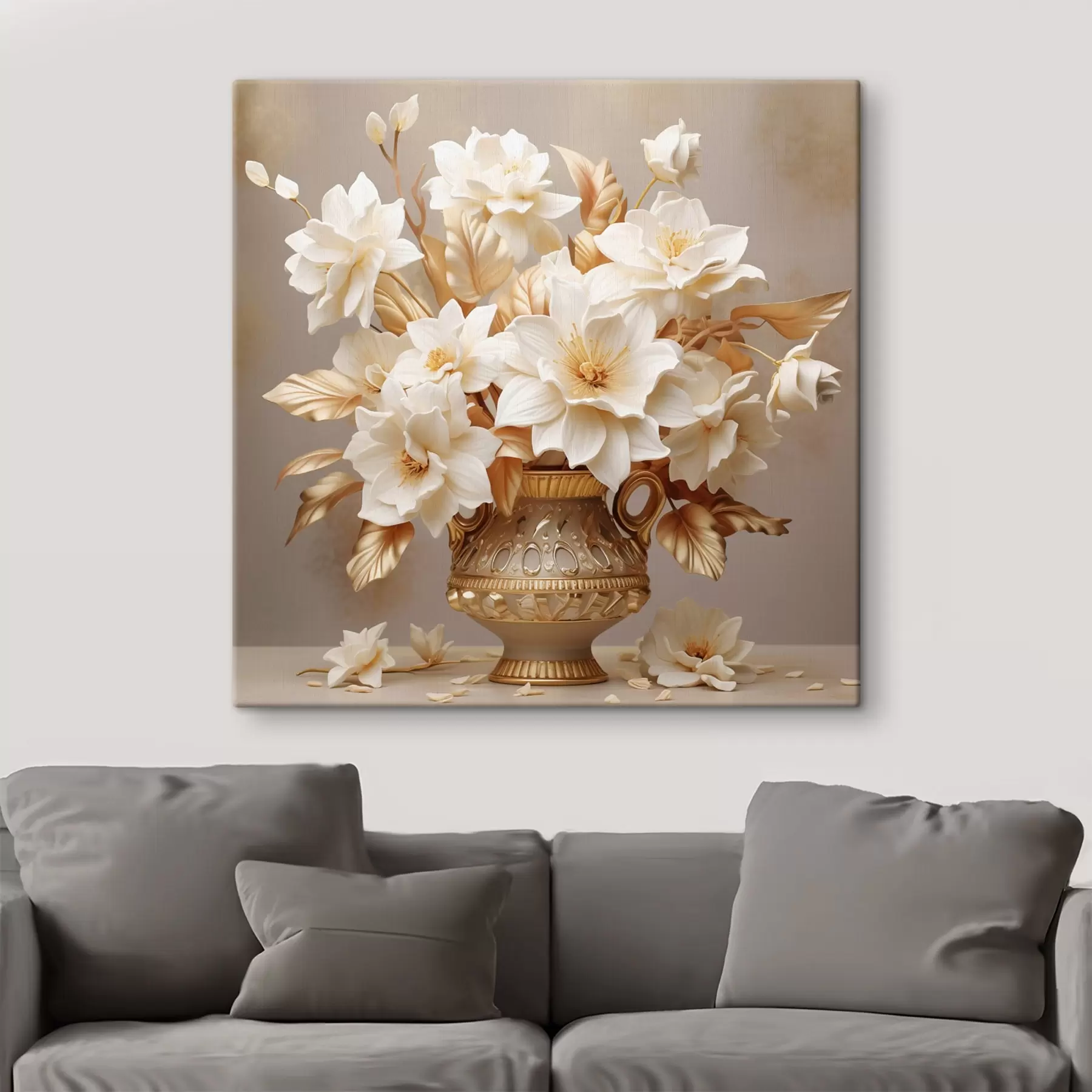 Tableau Tendre bouquet dans un vase classique dans le style du réalisme s44237