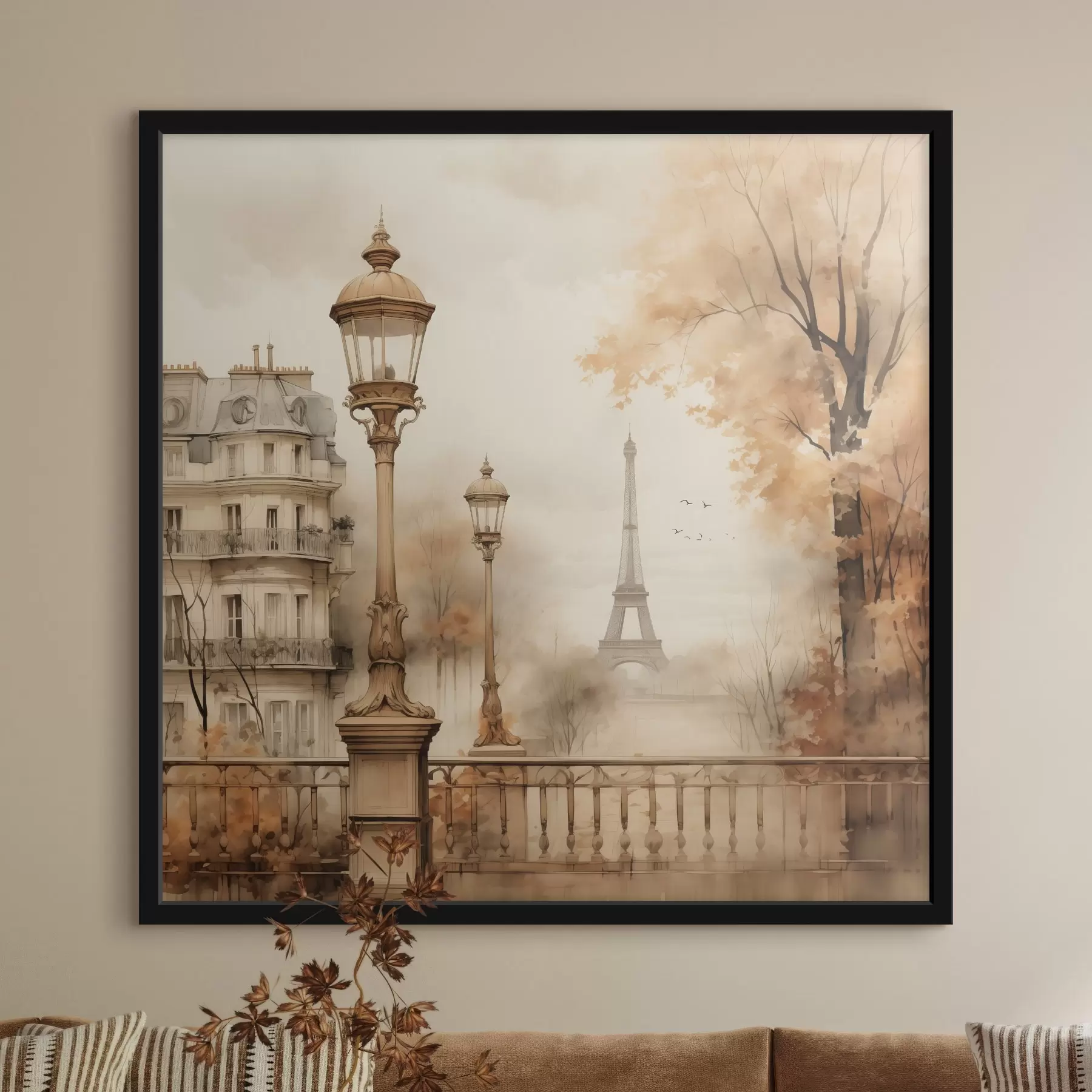 Papier peint Automne à Paris dans le style de l'aquarelle atmosphérique f44239