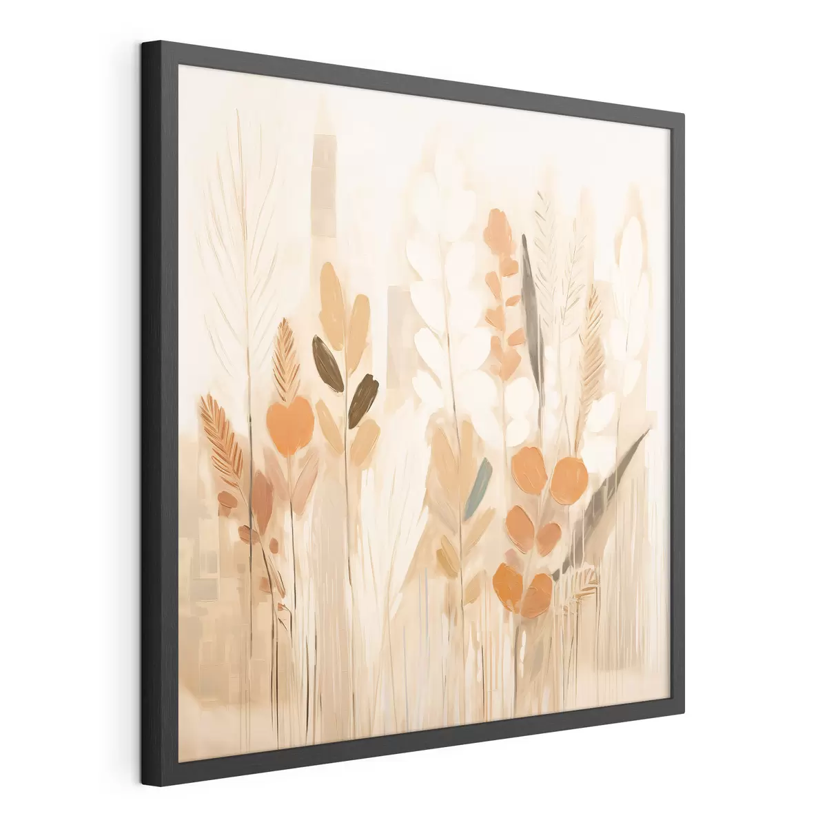 Poster Abstraction chaleureuse avec des herbes et des fleurs dans une palette beige-orange dans le style Art nouveau f44252