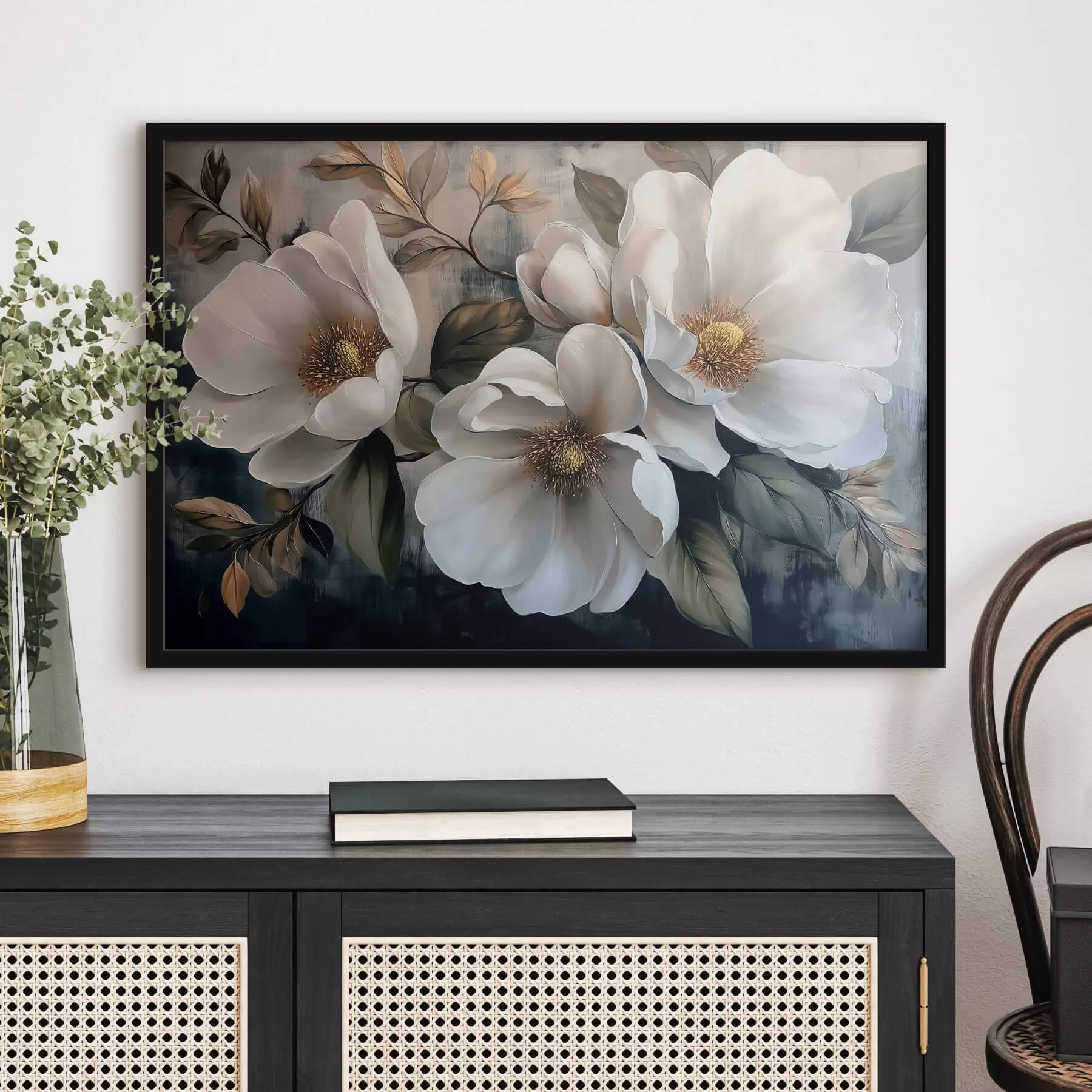 Papier peint Grandes fleurs sur fond vintage f44260