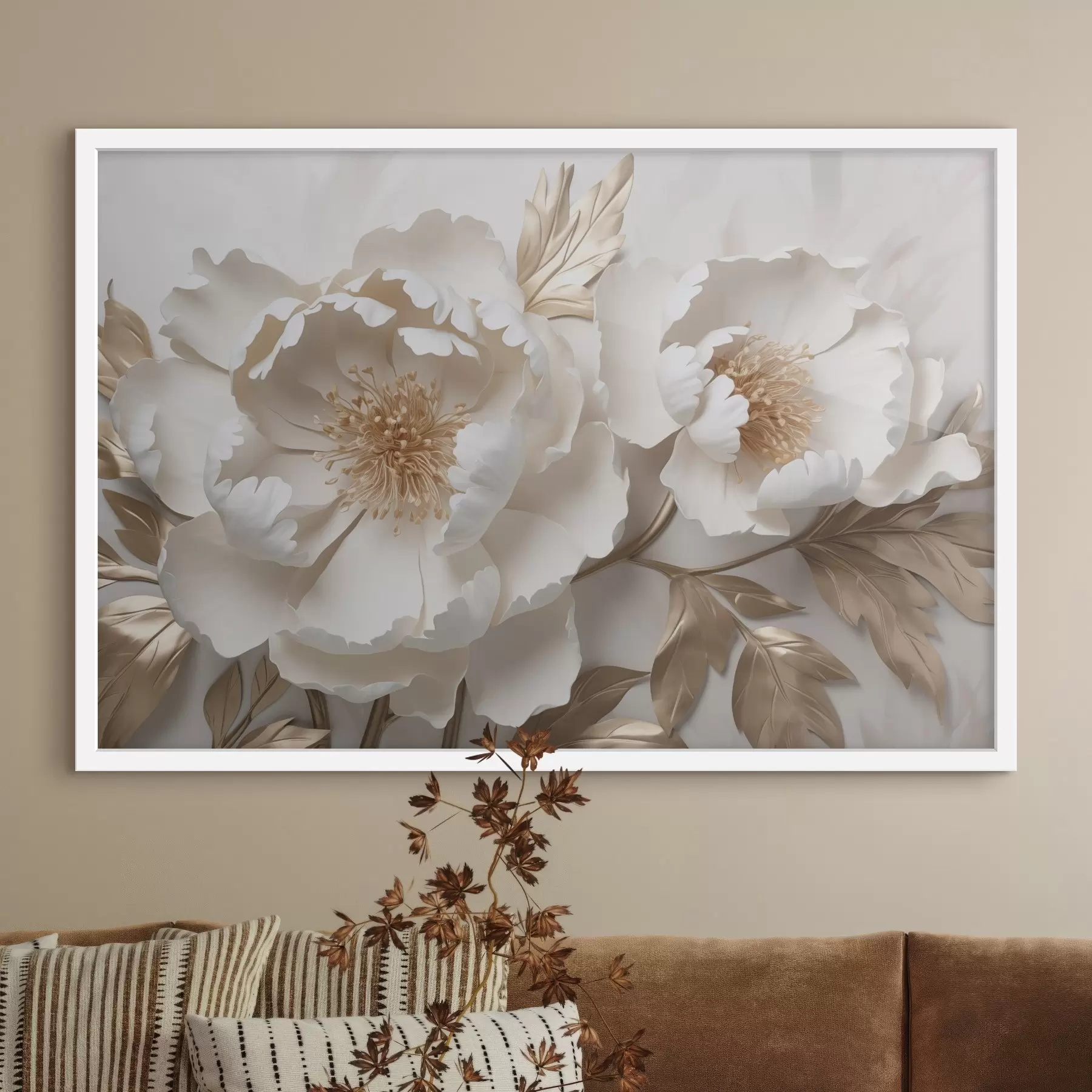 Papier peint fleurs blanches f44287