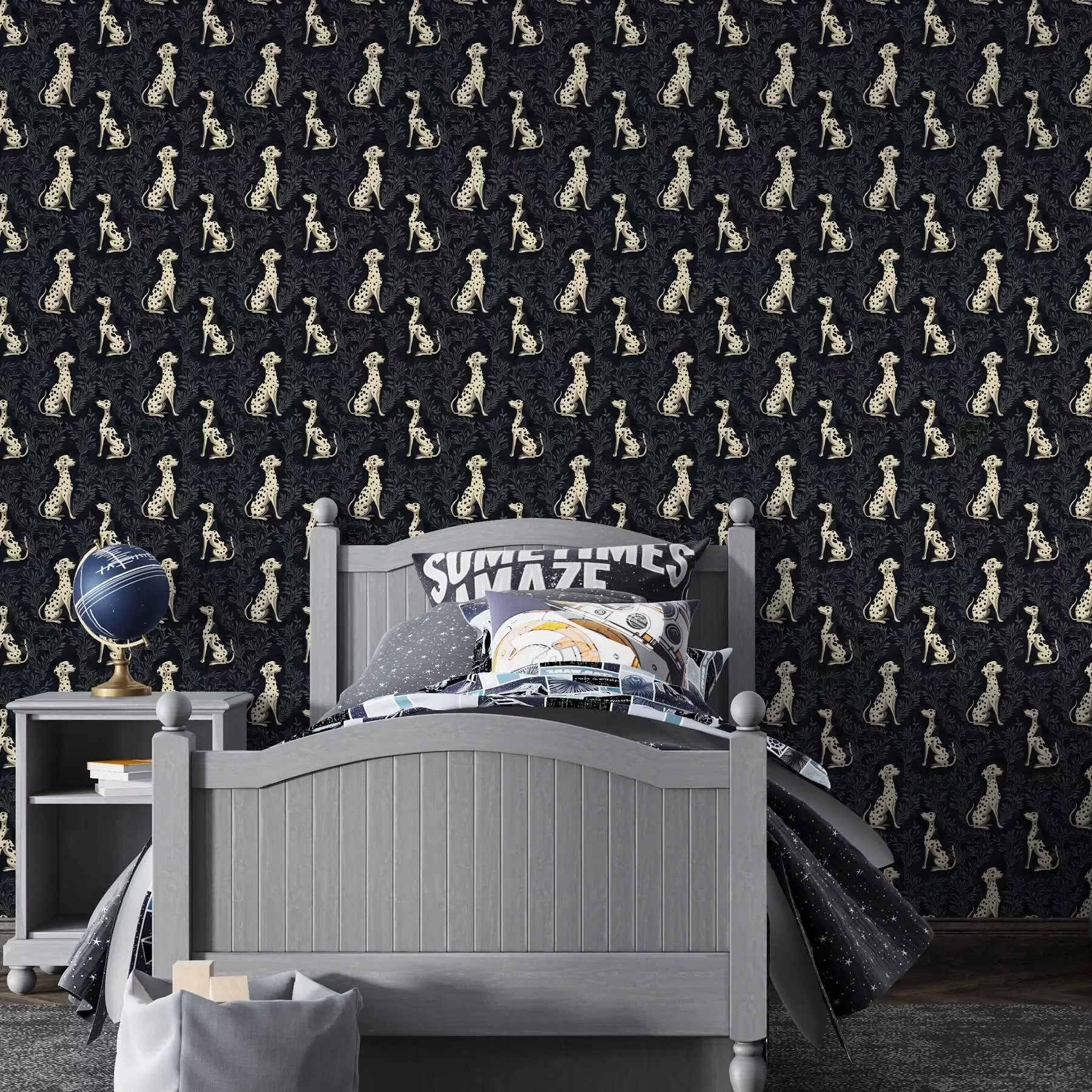 Papier peint Dalmatiens sur fond sombre a00121