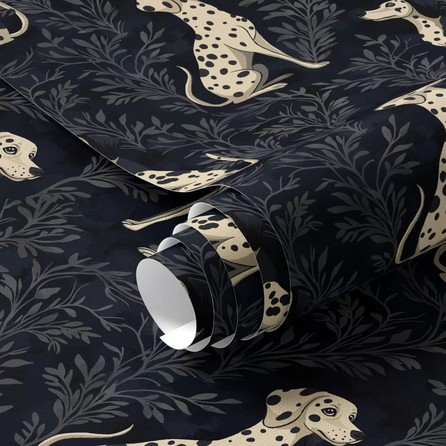 Papier peint Dalmatiens sur fond sombre a00121