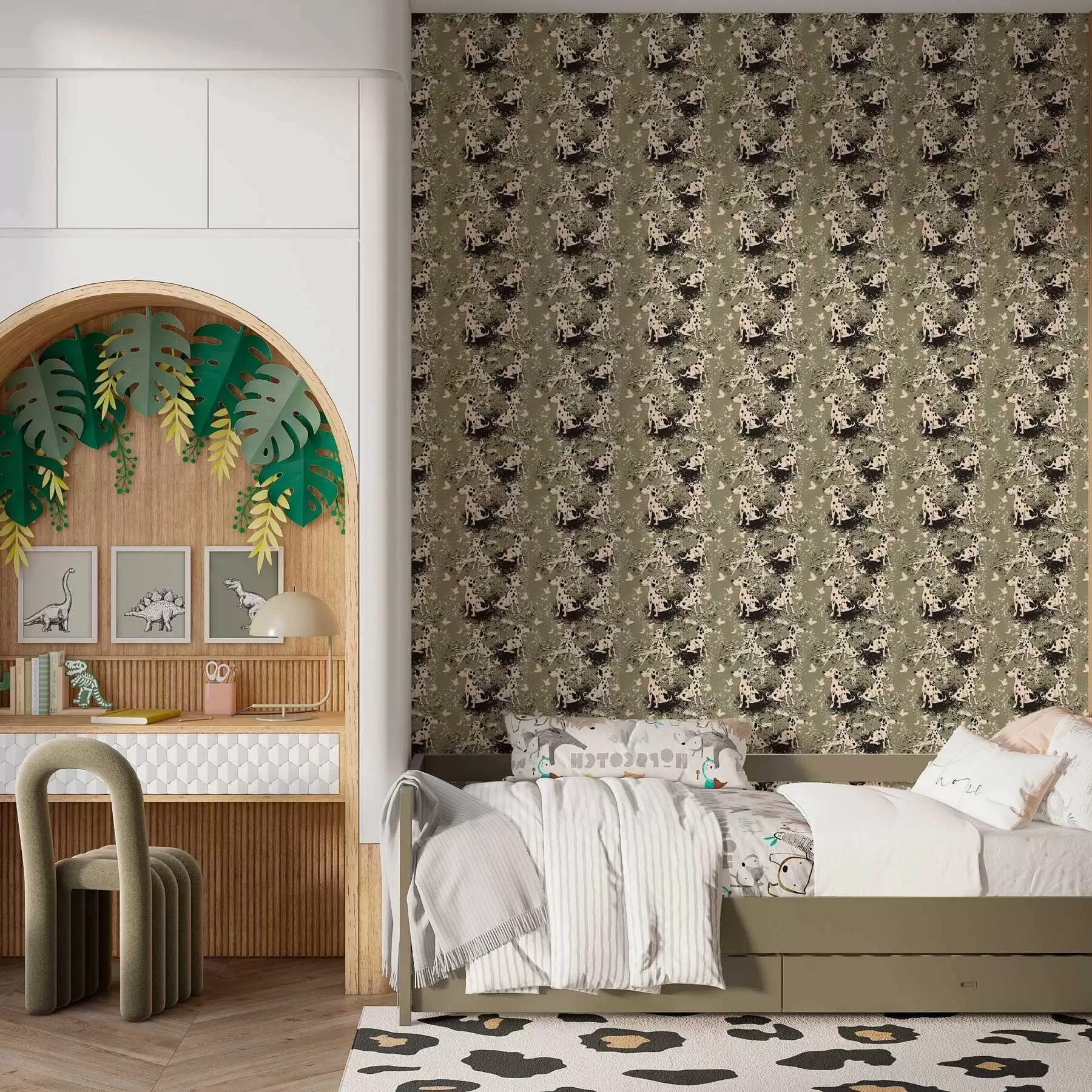 Papier peint Dalmatiens sur fond d'olivier a00122