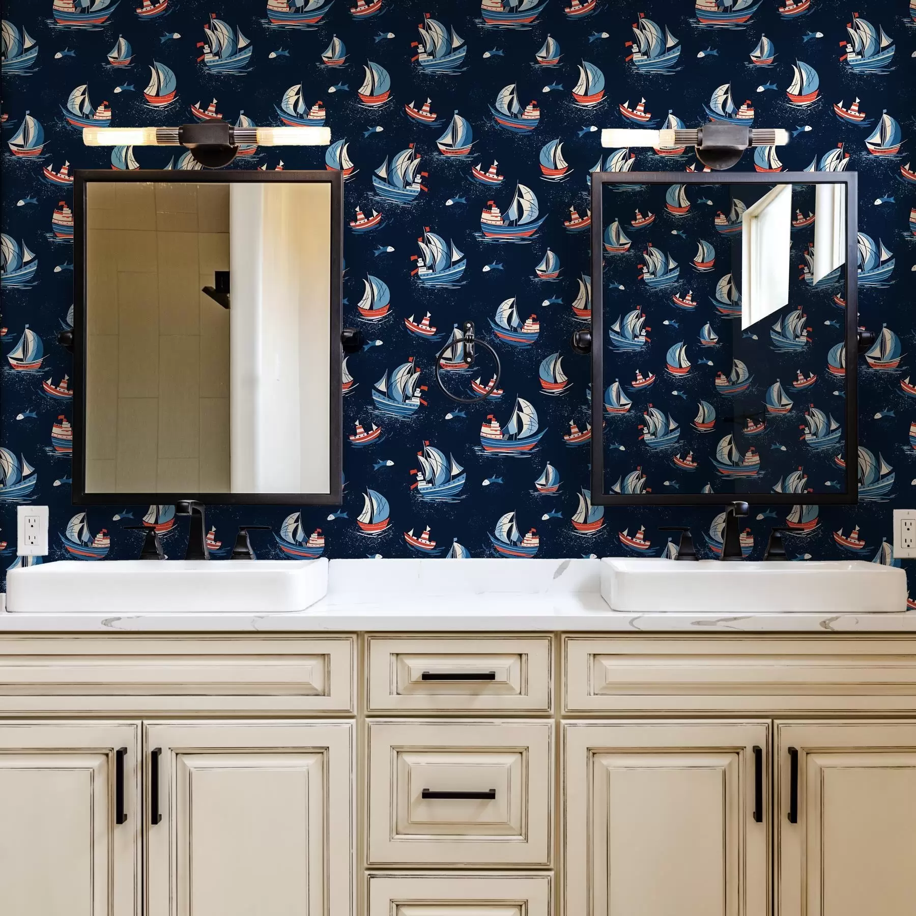 Papier peint Navires sur fond bleu a00126v1