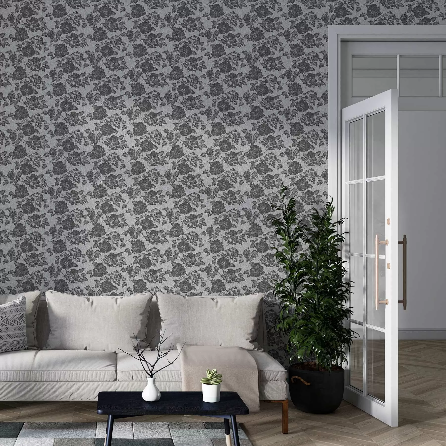 Papier peint Fleurs foncées a00129