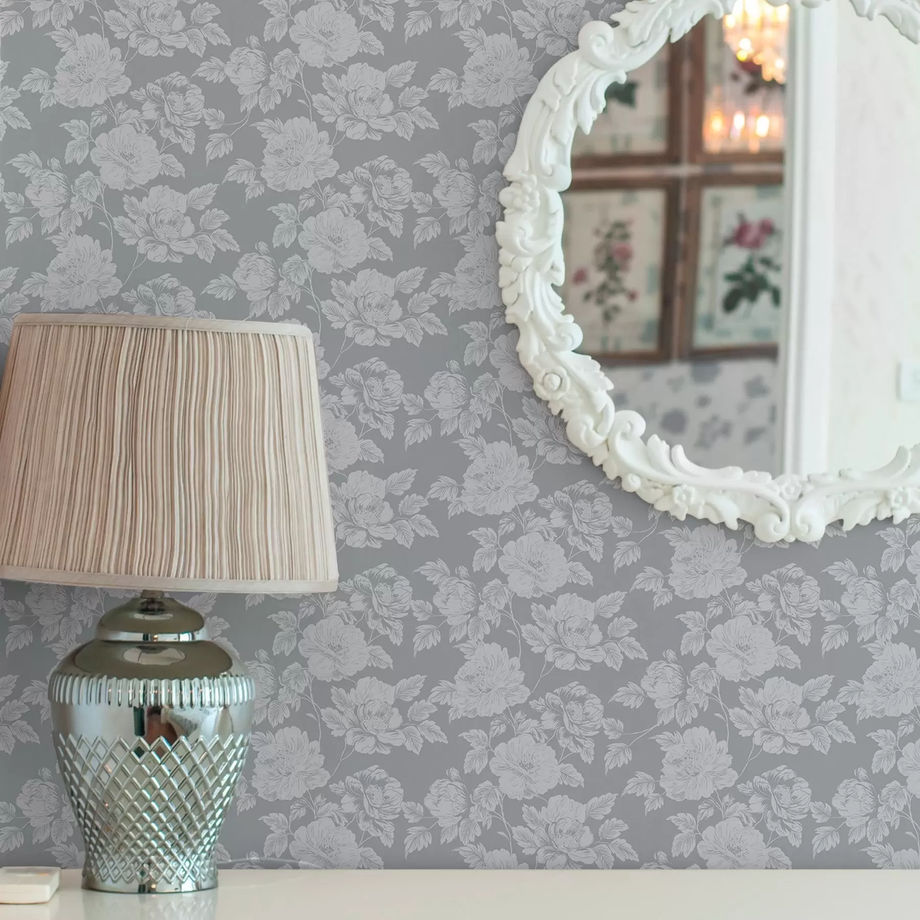 Papier peint Fleurs légères sur fond gris a00129v1
