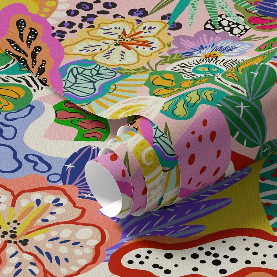 Papier peint Imprimé floral abstrait de style pop art a00167