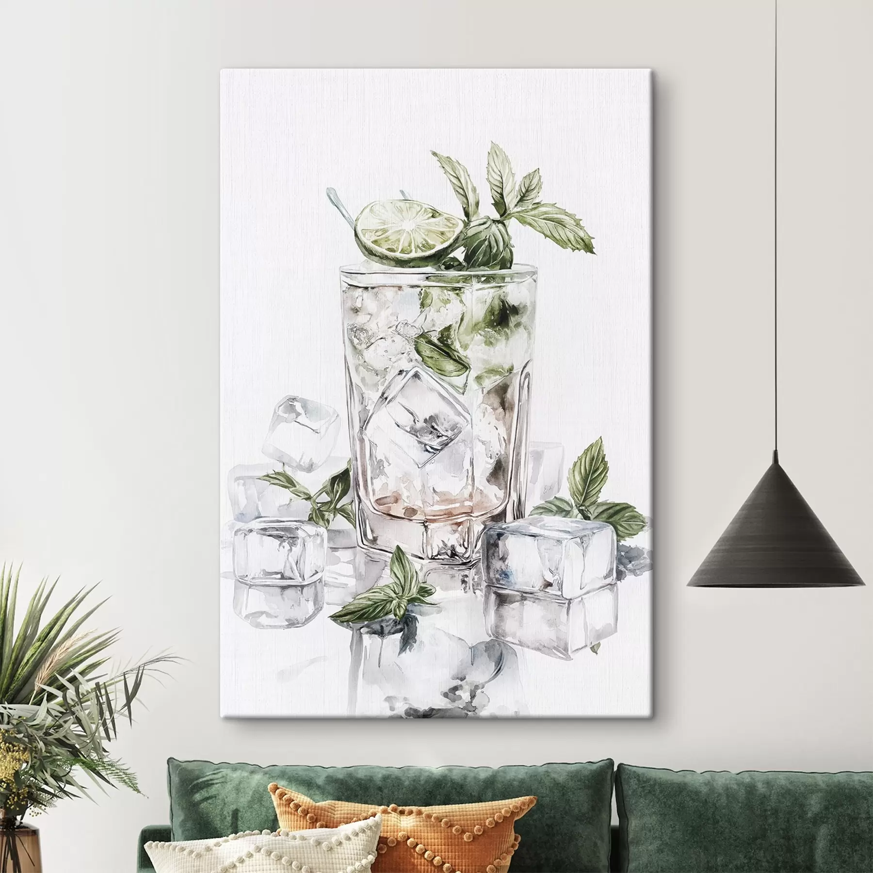 Papier peint Cocktail Mojito, boissons style aquarelle, menthe s44302