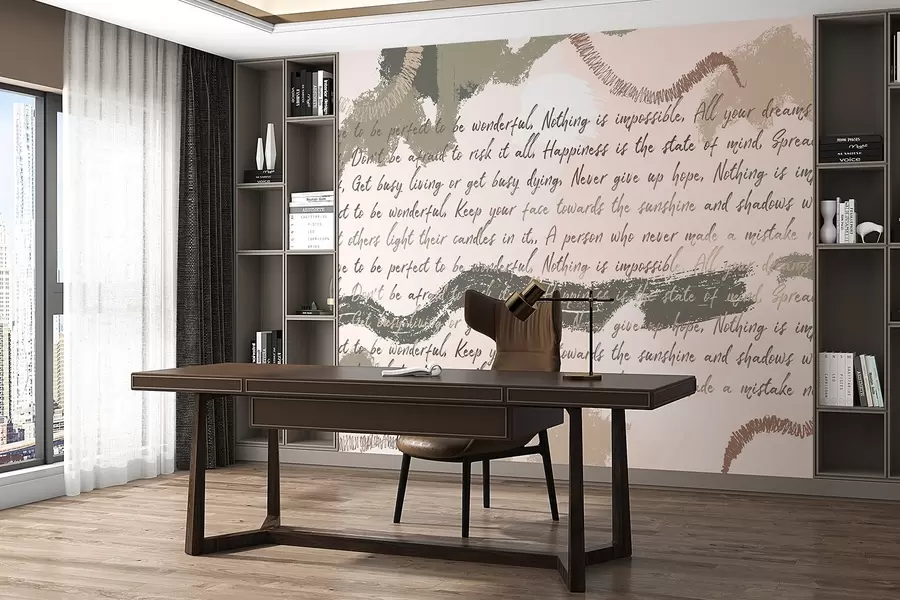 Papier peint Design avec citations inspirantes, abstraction, couleurs naturelles w03909