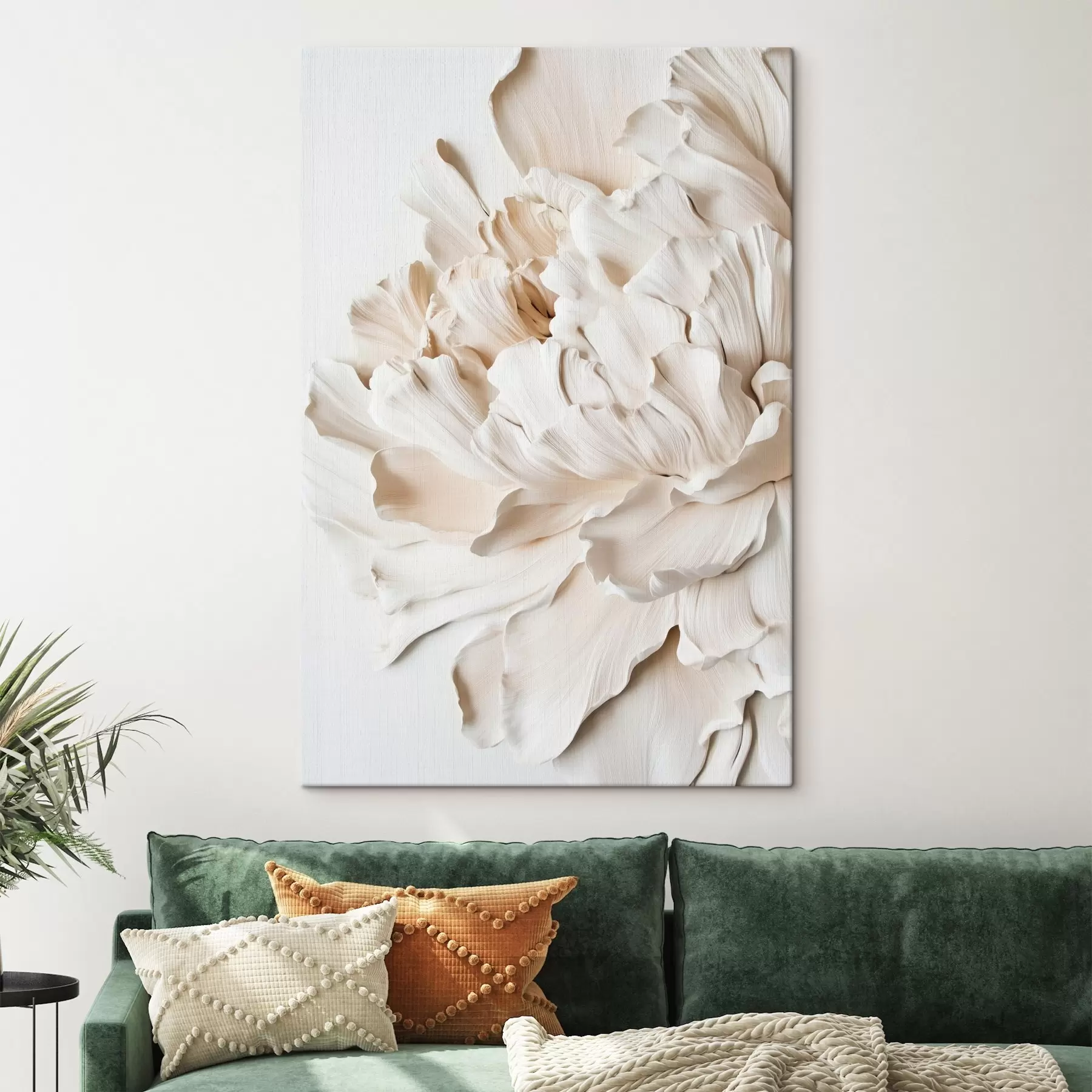 Tableau Grande fleur beige s44316