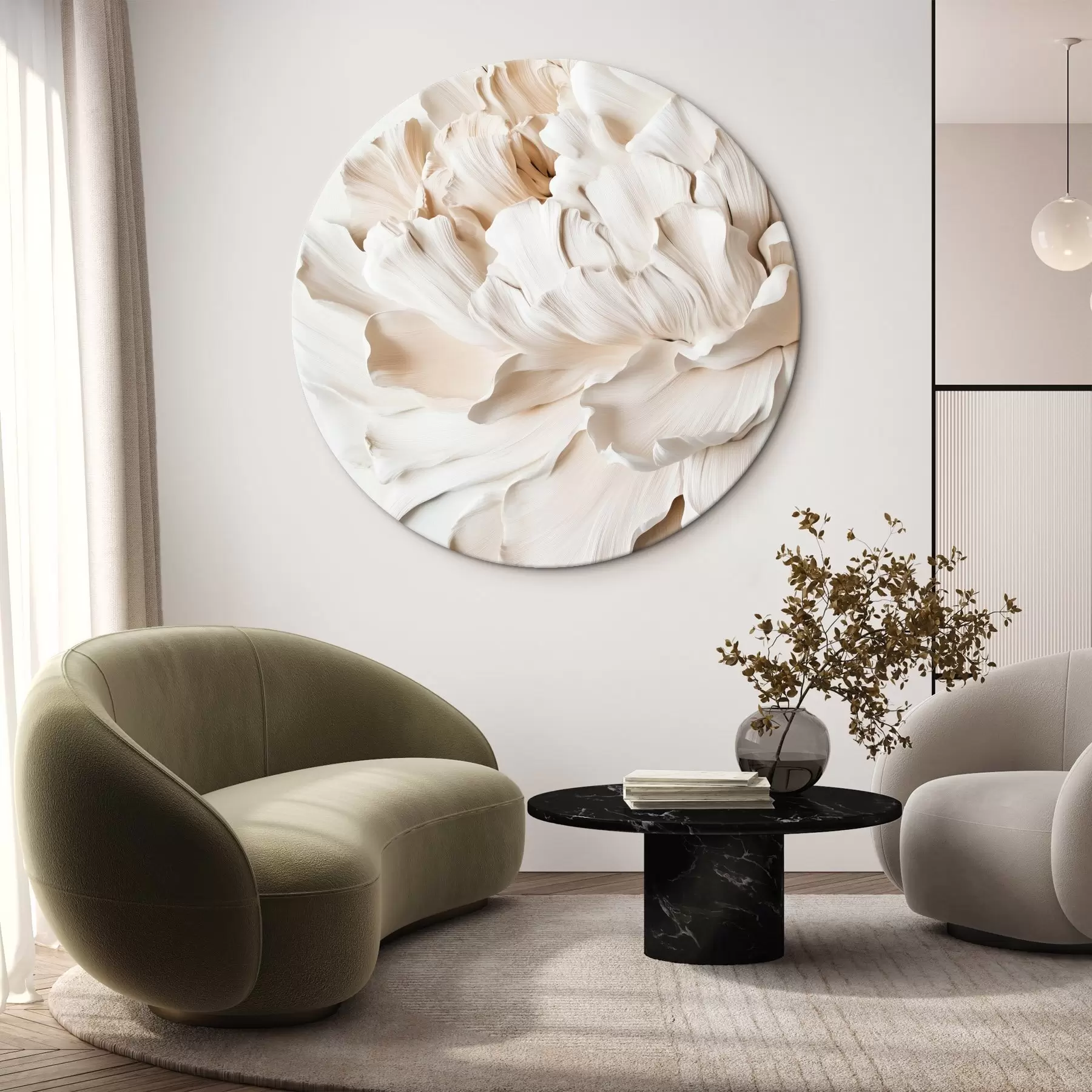 Tableau Grande fleur beige r44316
