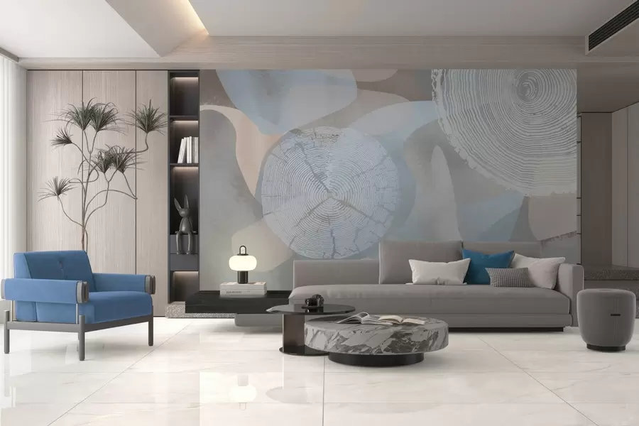 Papier peint formes abstraites modernes et anneaux d'arbres annuels  w03769