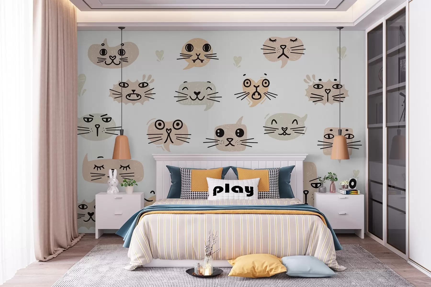 Papier peint Visages de chats w03951