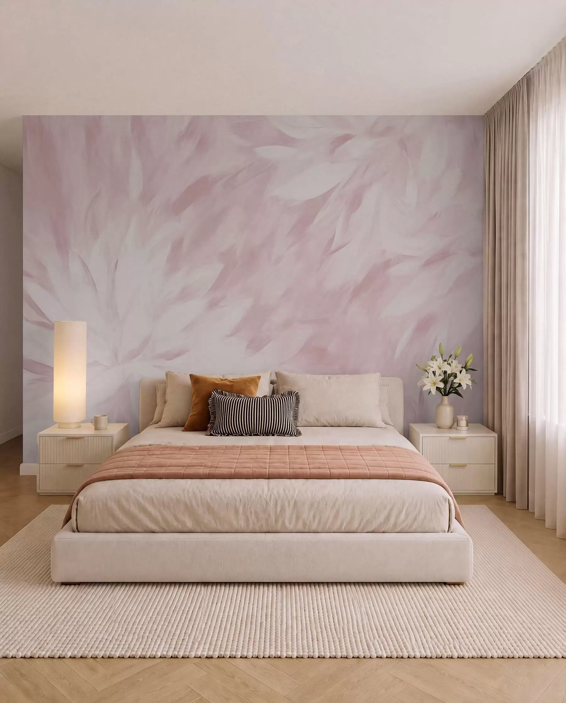 Papier peint Pétales peints roses w03986v1