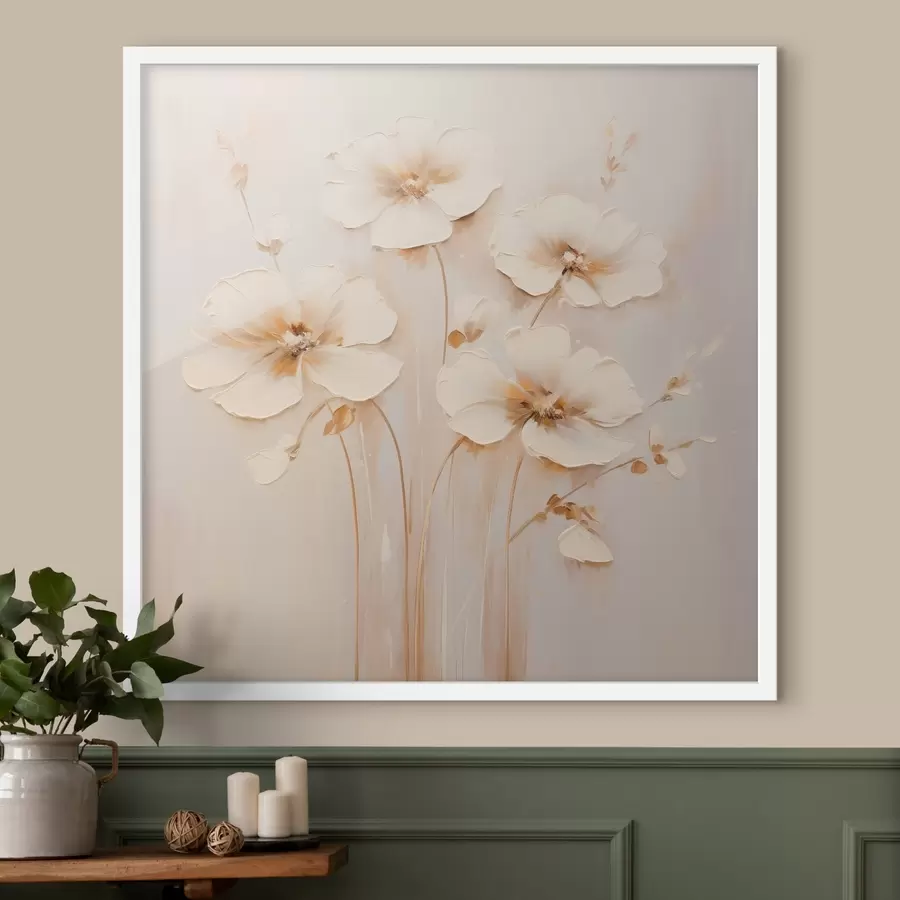 Papier peint Fleurs beiges aux pétales volumineux dans les tons pastel f44337