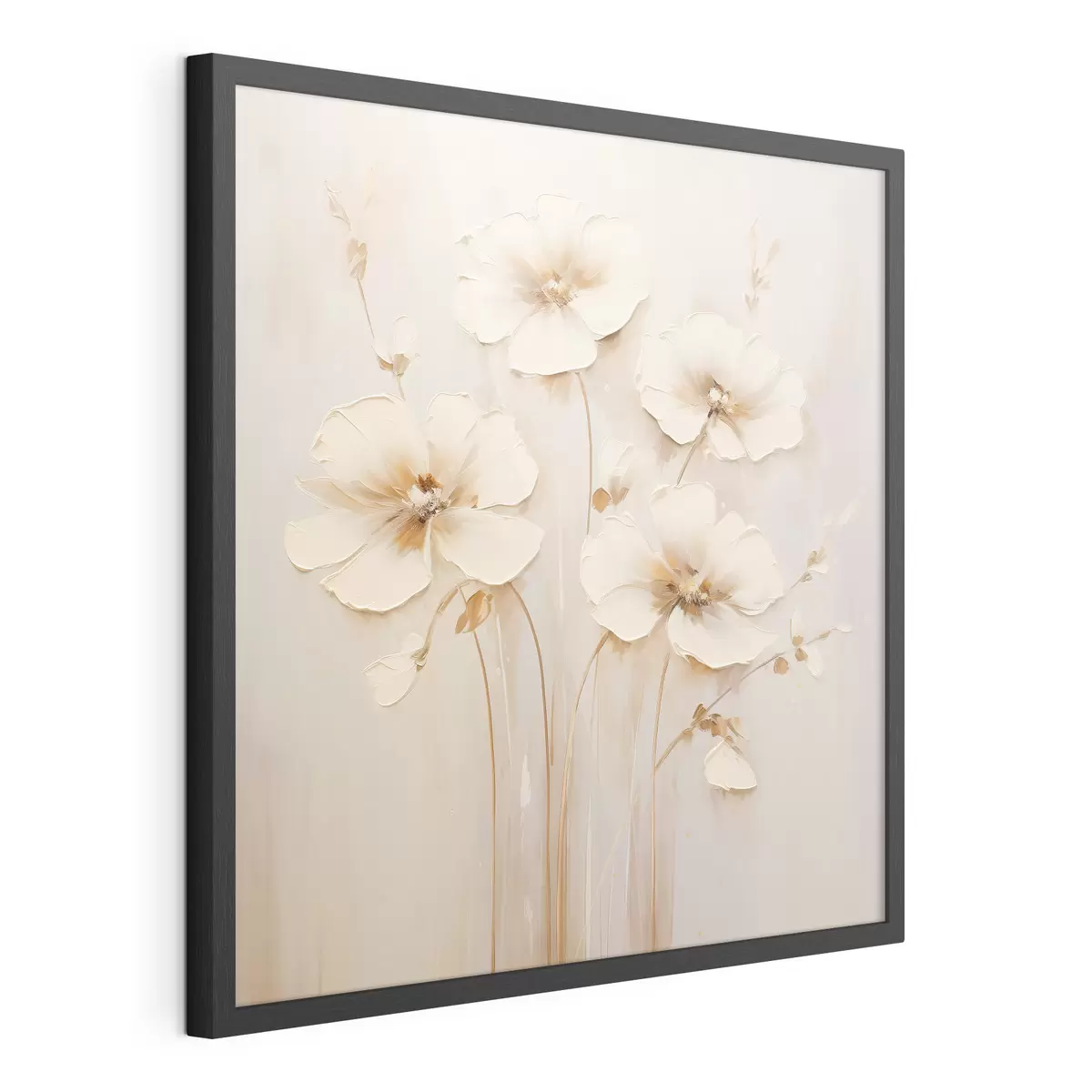 Poster Fleurs beiges aux pétales volumineux dans les tons pastel f44337