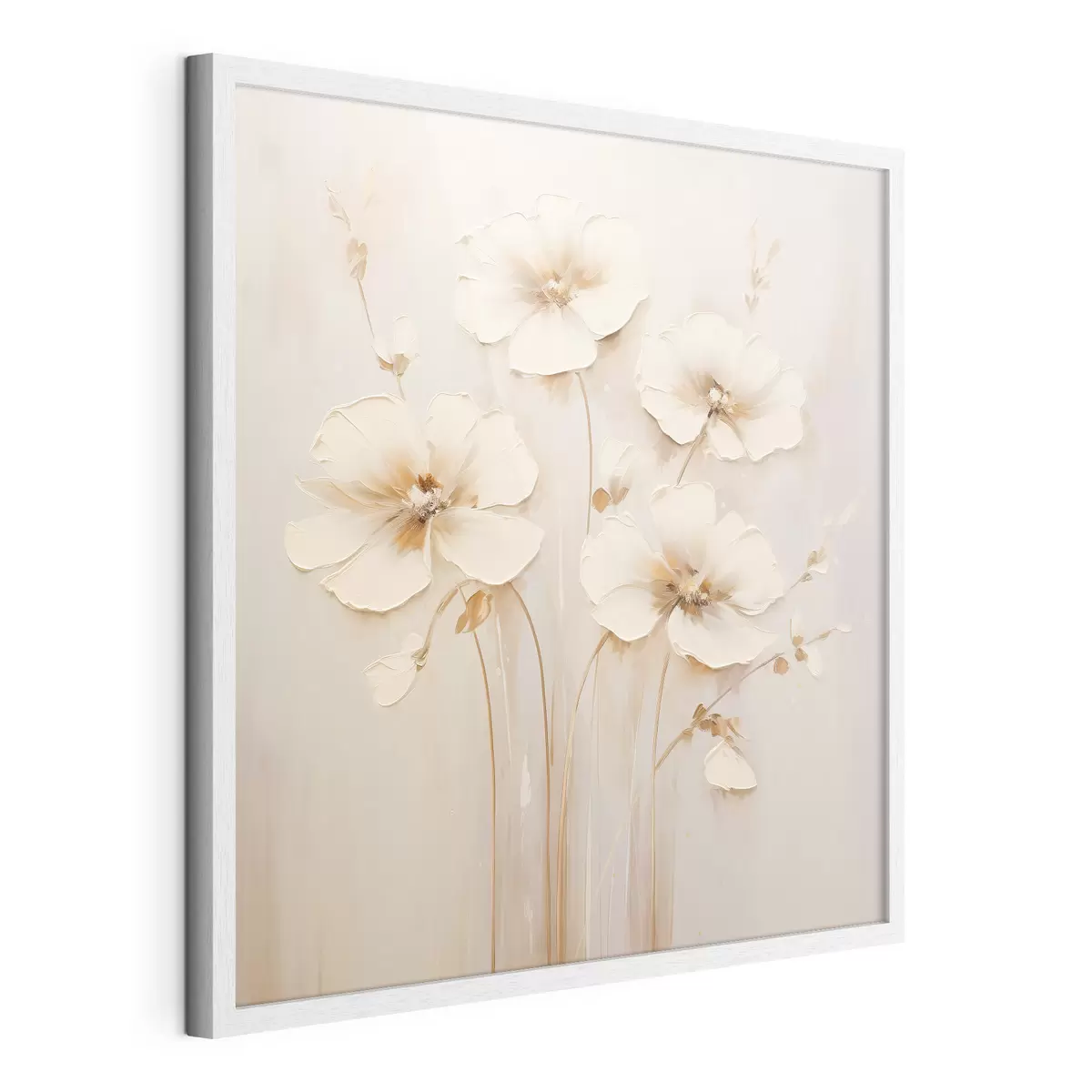 Poster Fleurs beiges aux pétales volumineux dans les tons pastel f44337