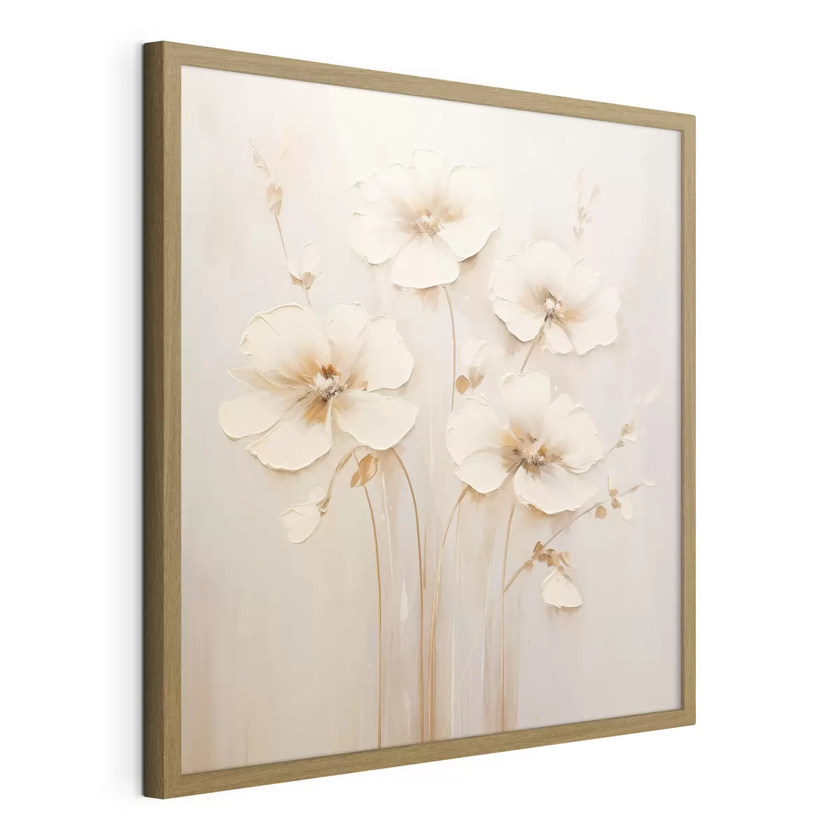 Poster Fleurs beiges aux pétales volumineux dans les tons pastel f44337