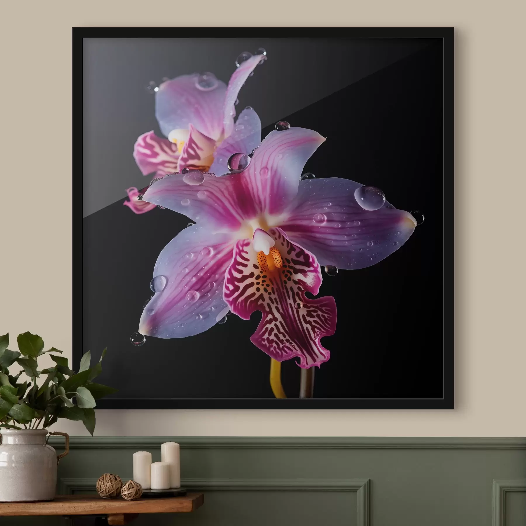 Tableau Gouttes d'eau sur les pétales d'une orchidée f44356