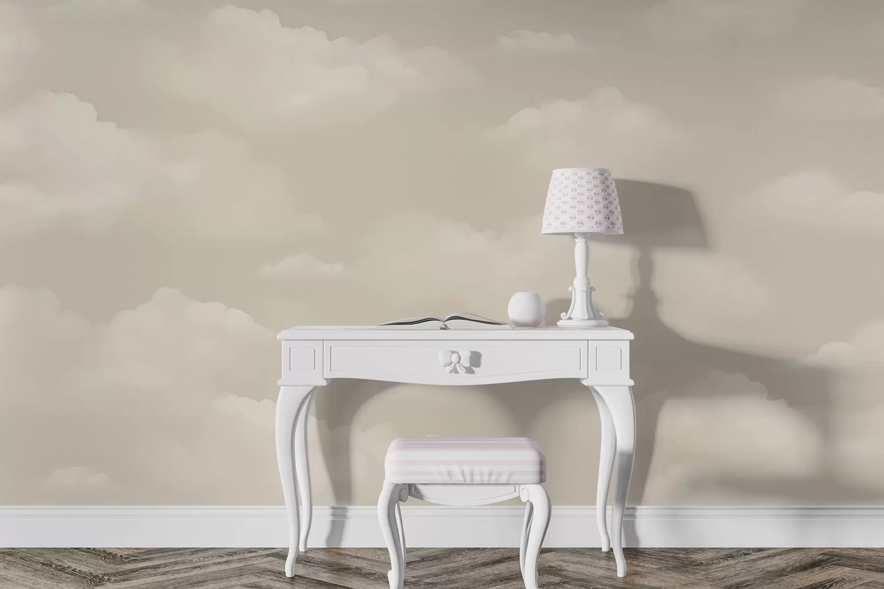 Papier peint Nuages crémeux sur fond beige clair w03994