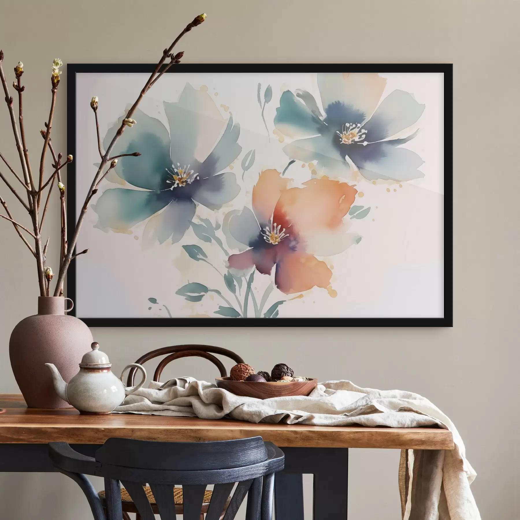 Tableau Fleurs imitation aquarelle f44424