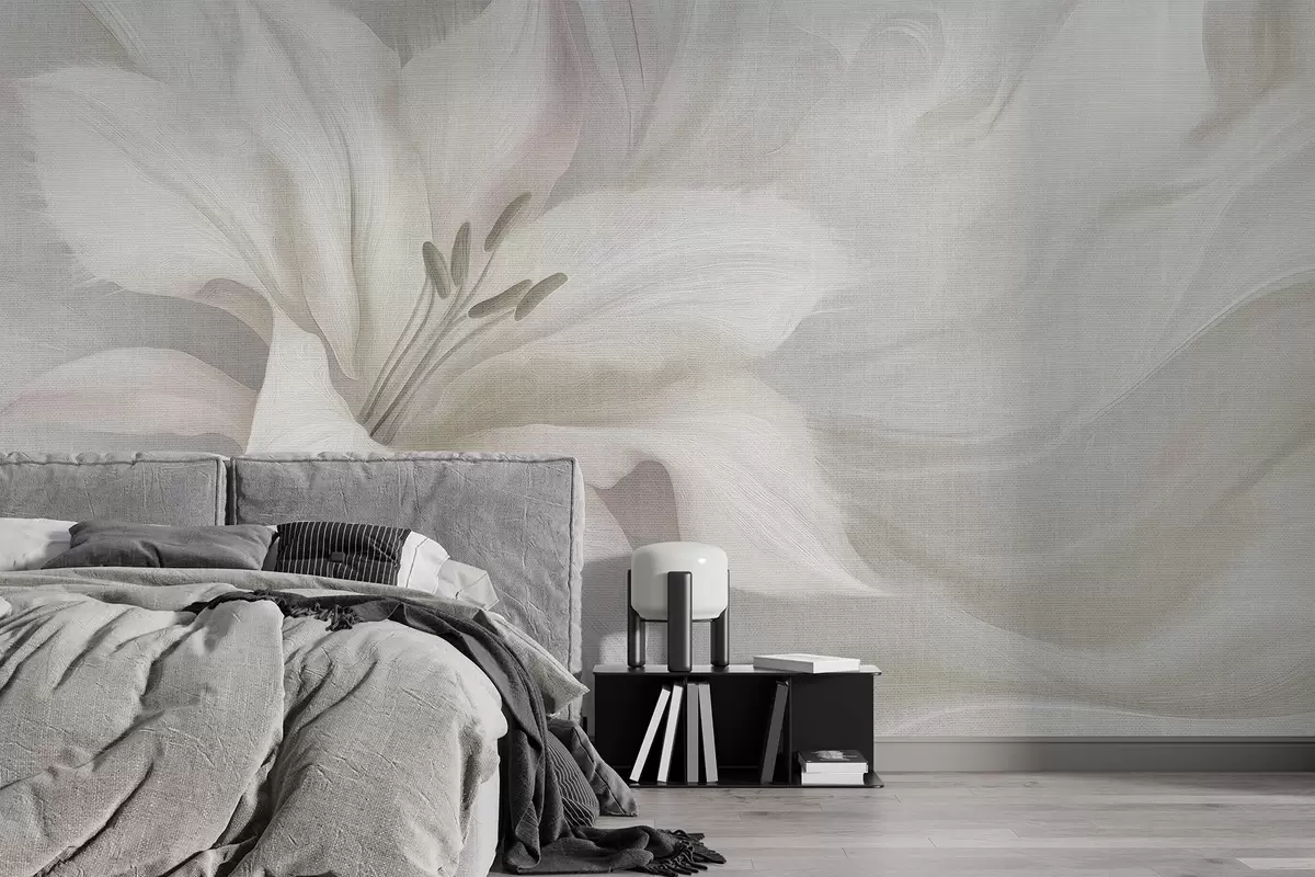 Papier peint Lily flower fluid abstraction, floral, grey colors w04006v2