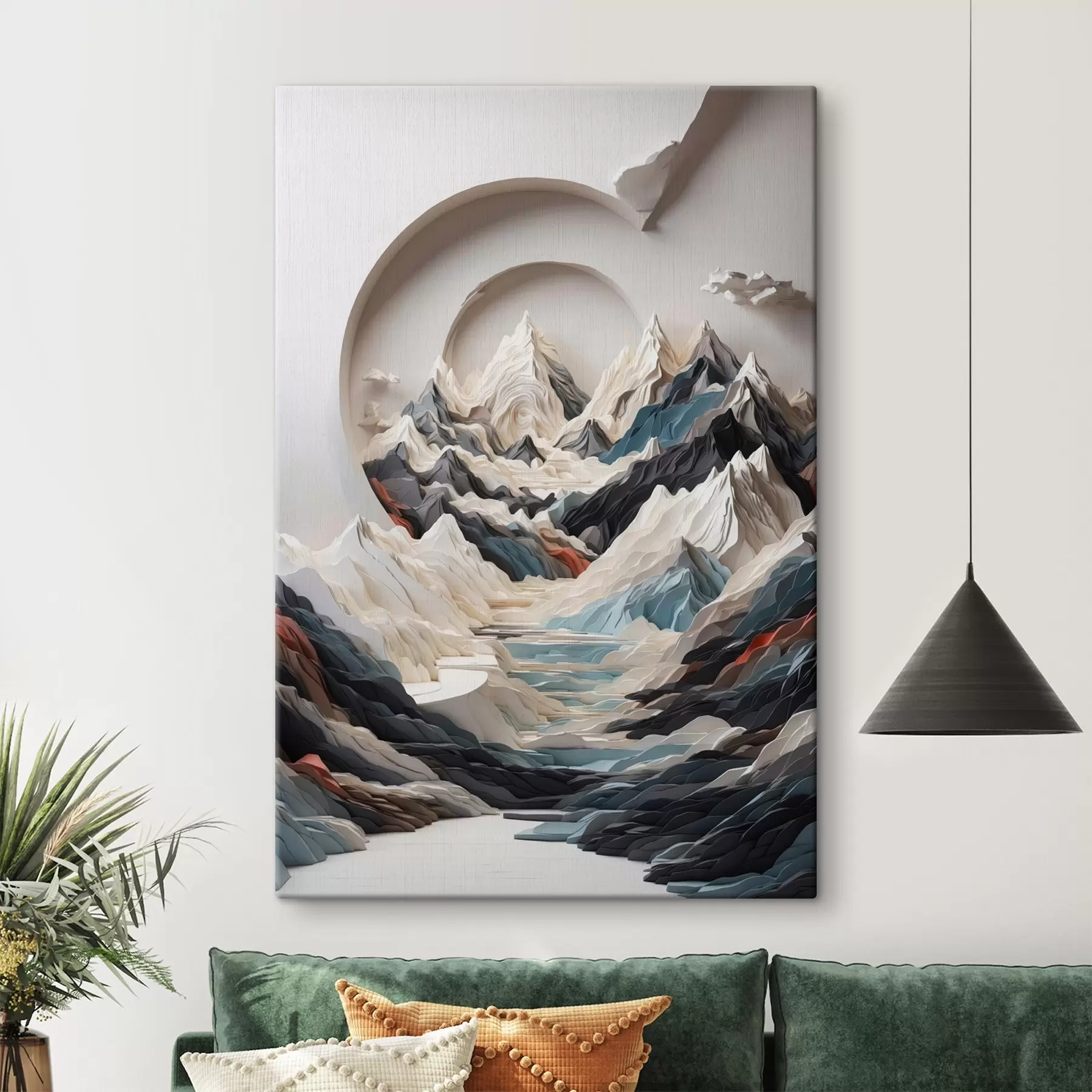 Papier peint Peinture abstraite d'une région montagneuse s44427