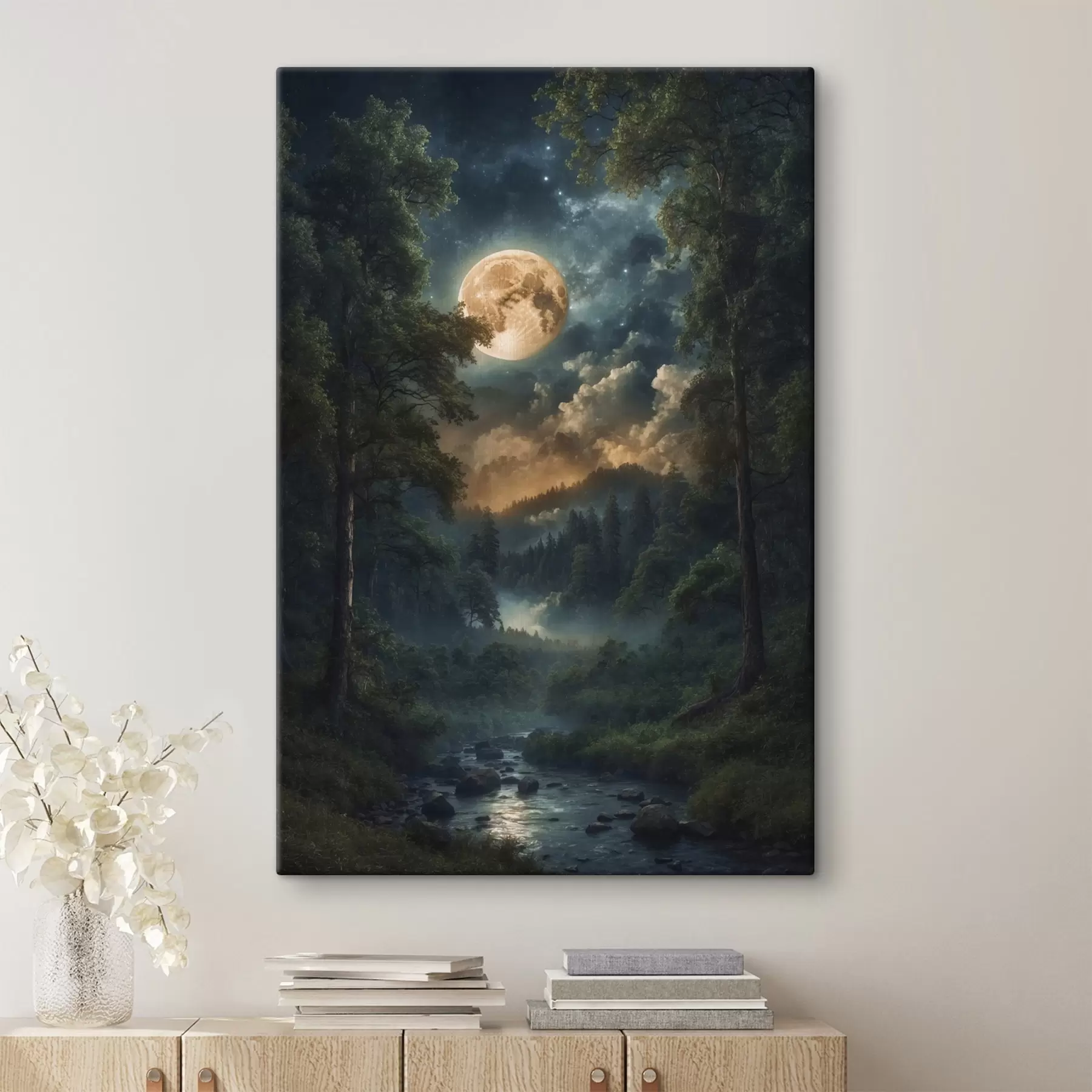 Papier peint Pleine lune dans la forêt s44454