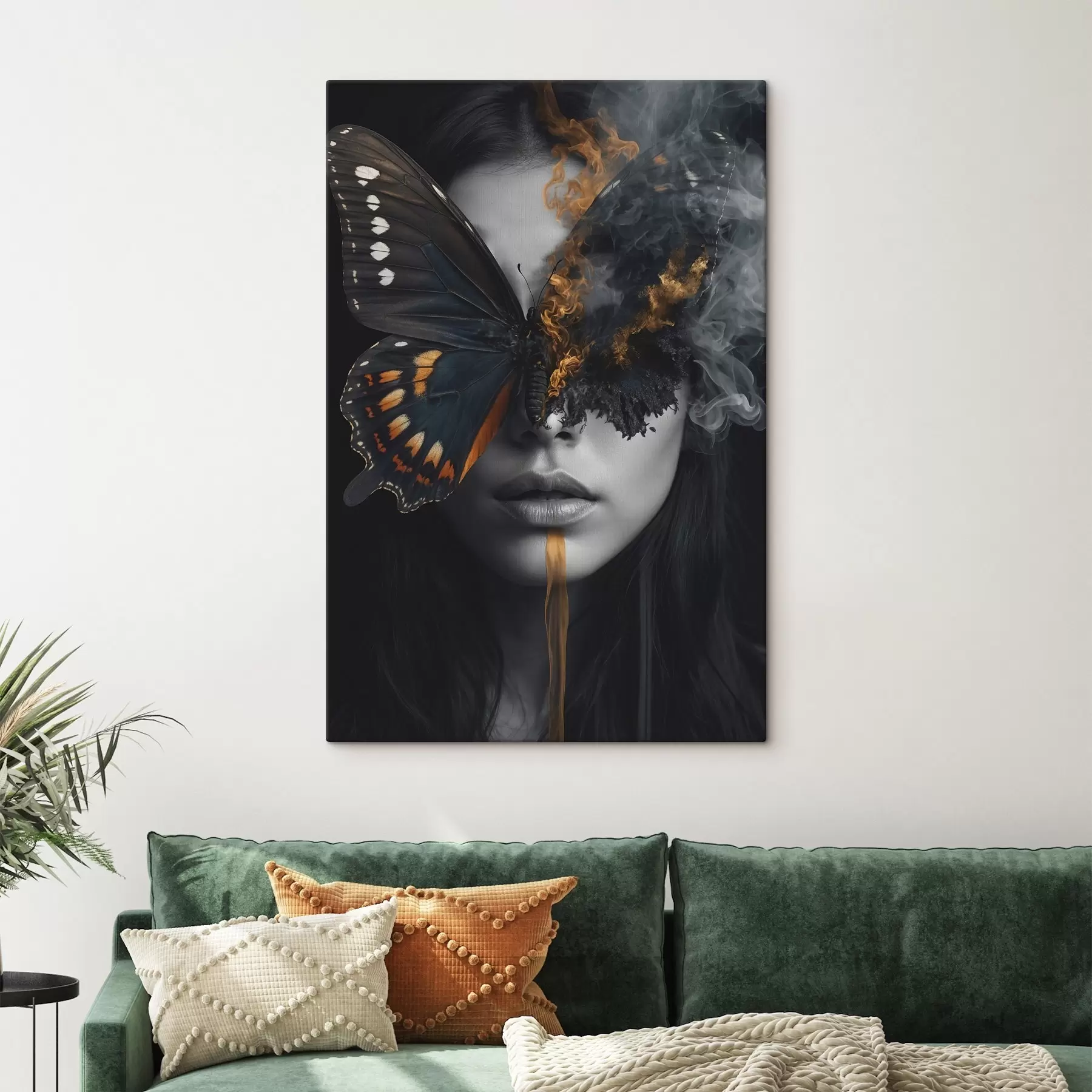 Tableau Papillon brûlant sur le visage d'une fille s44468