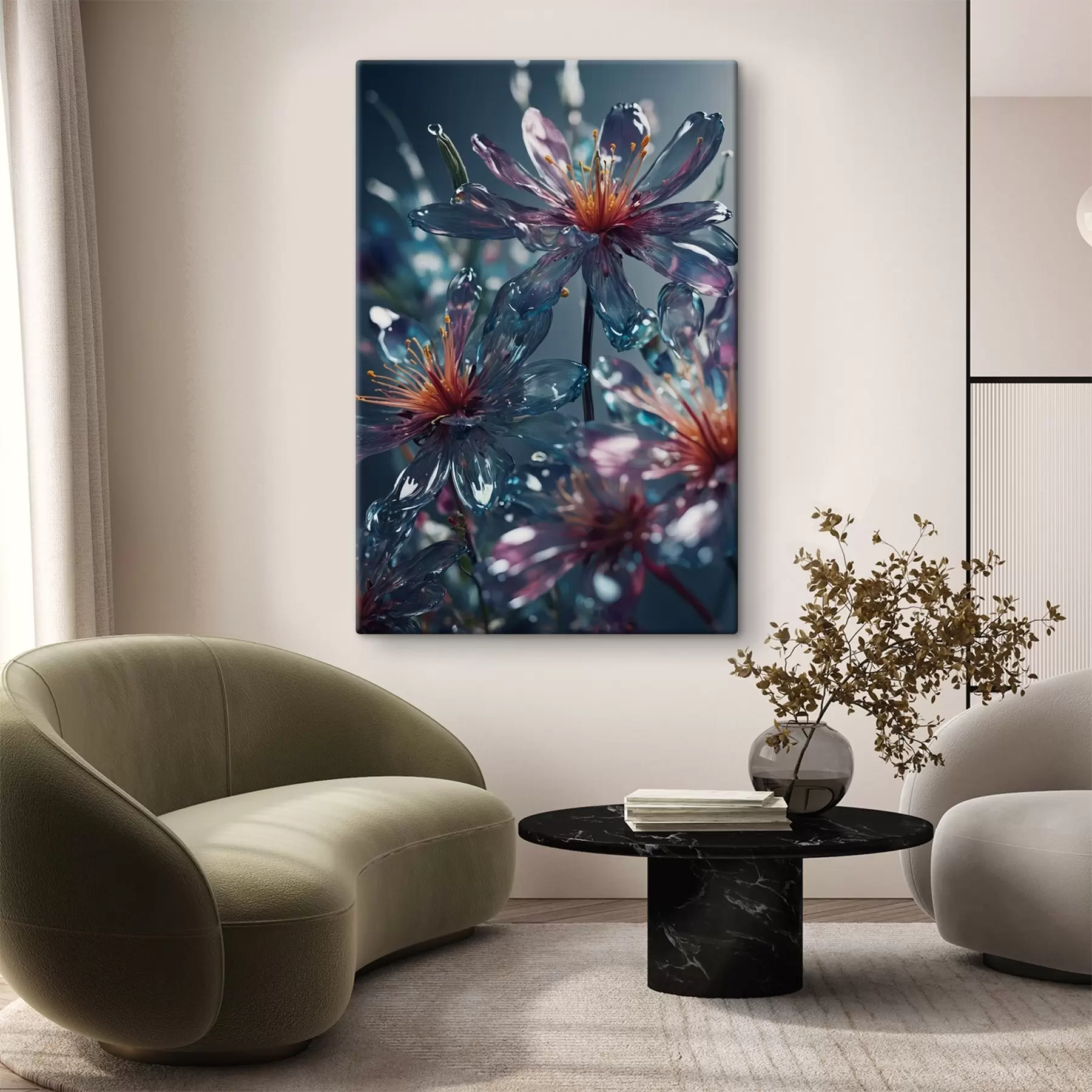 Tableau Fleurs transparentes sur fond flou s44469