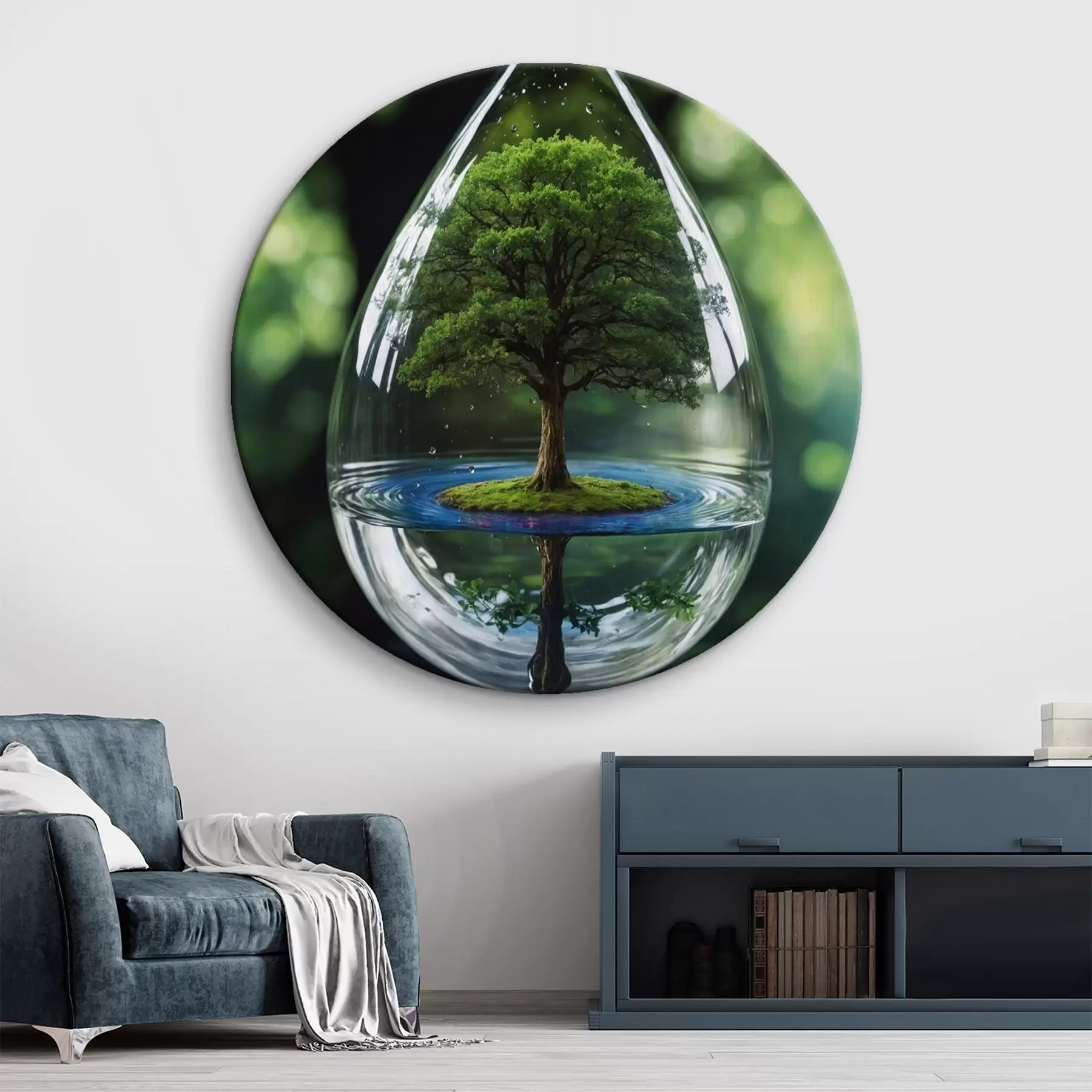 Tableau Goutte d'eau avec réflexion sur l'arbre r44480