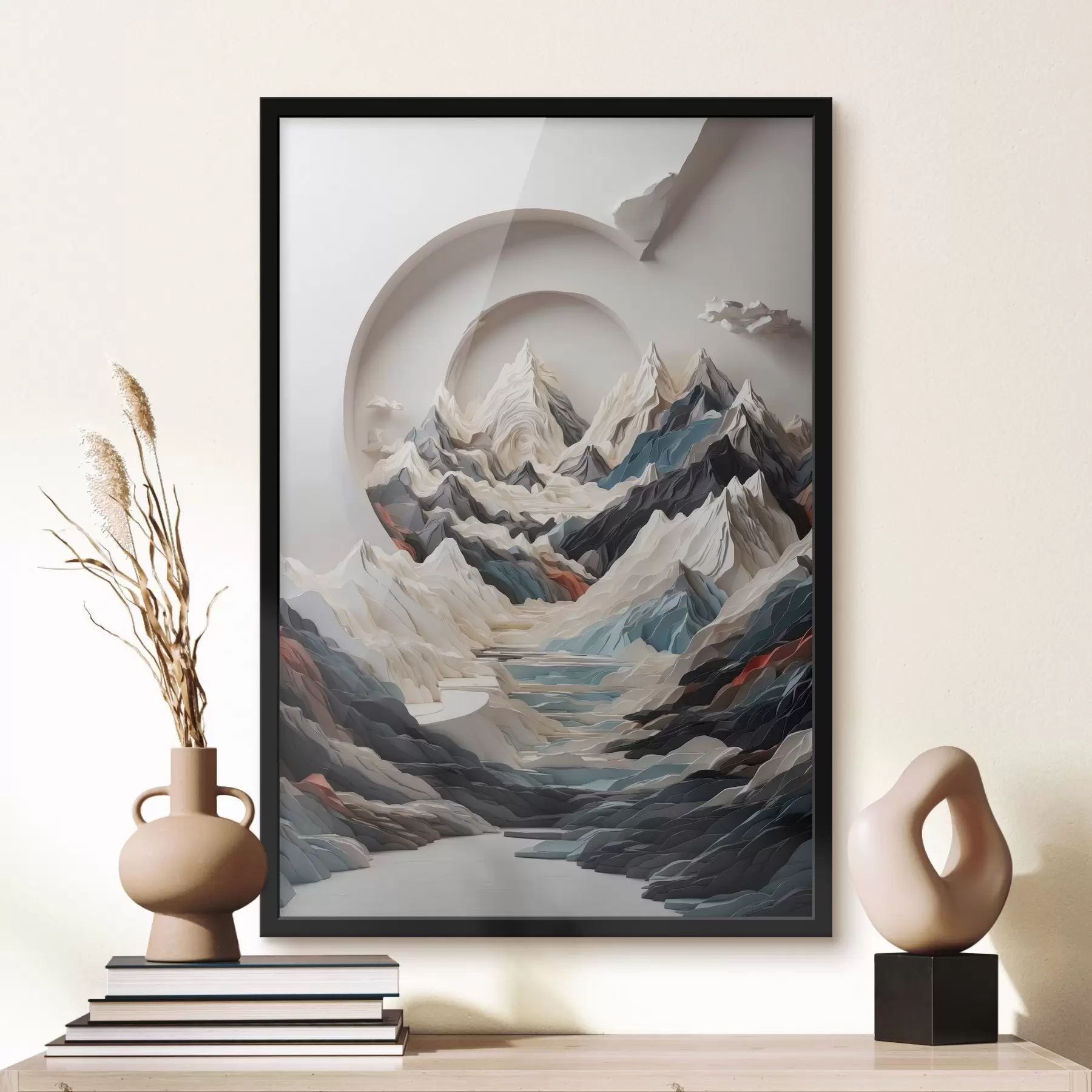 Tableau Peinture abstraite d'une région montagneuse f44427