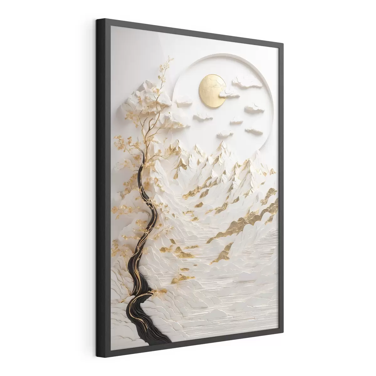 Poster Montagnes abstraites et soleil f44428
