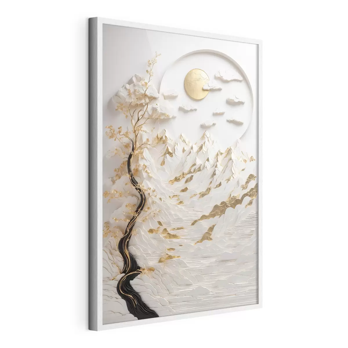 Poster Montagnes abstraites et soleil f44428