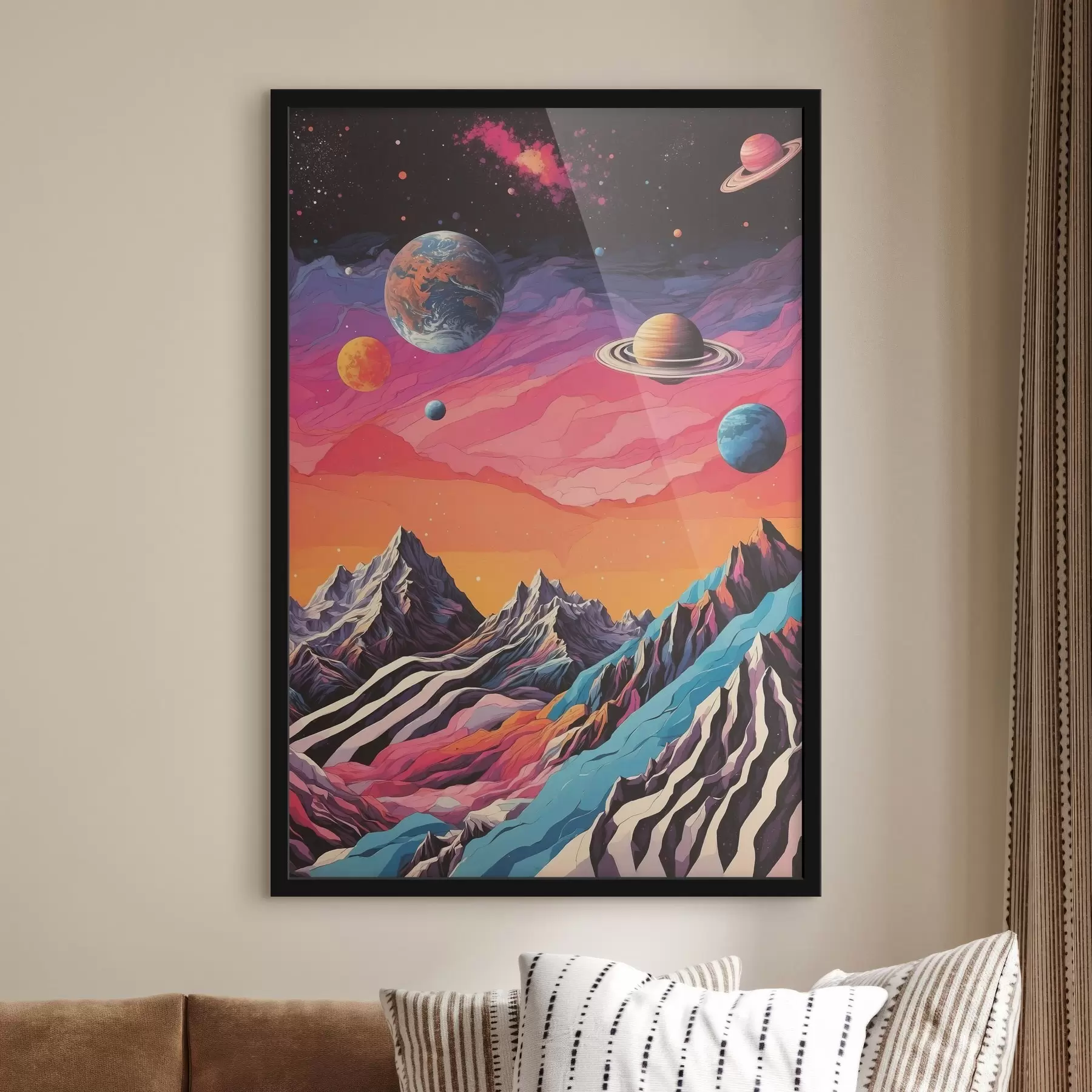 Papier peint Défilé de planètes et de montagnes f44443