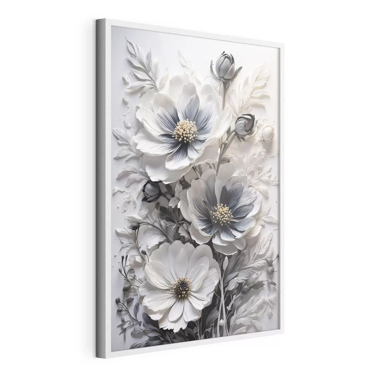 Poster Fleurs noires et blanches sur fond blanc f44446