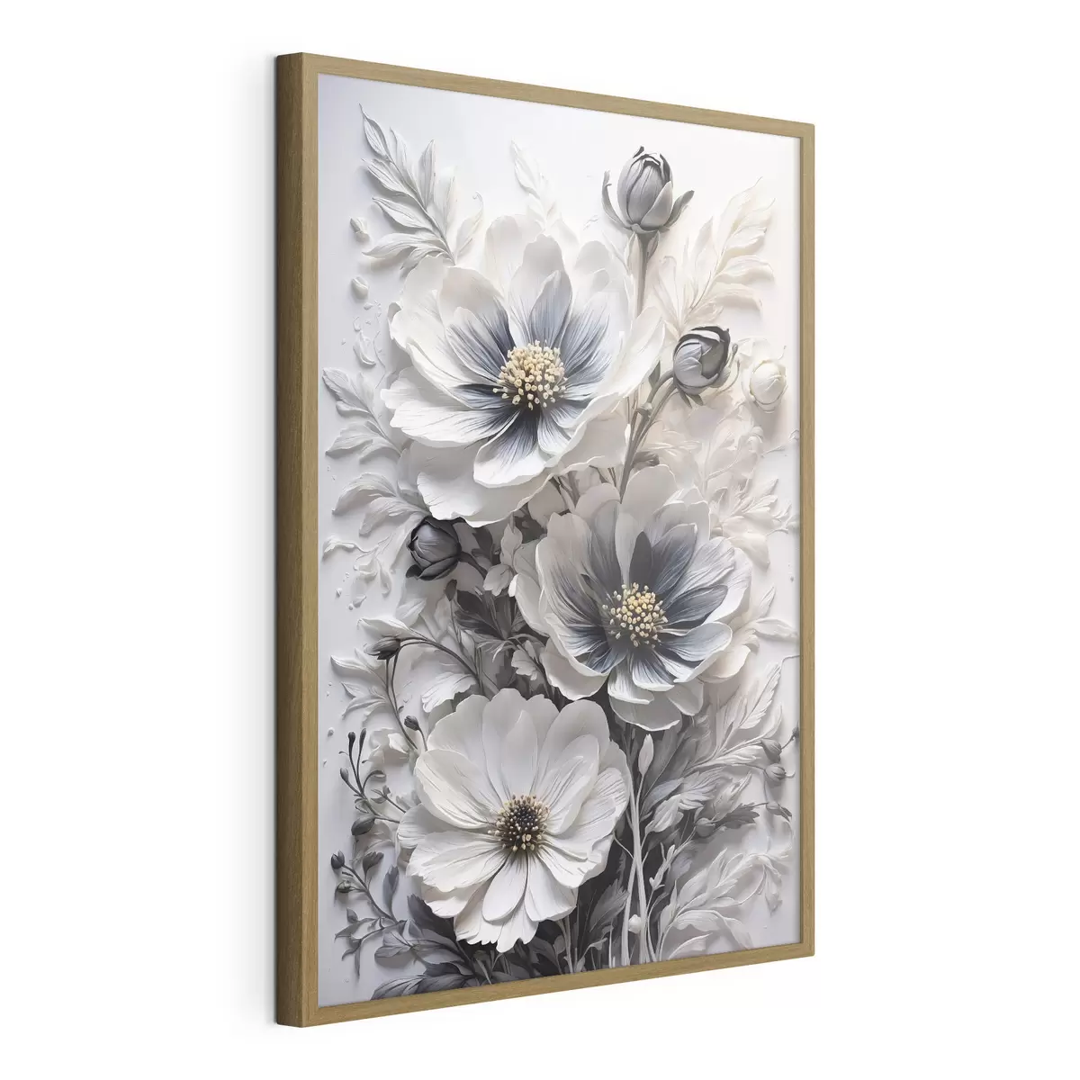 Poster Fleurs noires et blanches sur fond blanc f44446