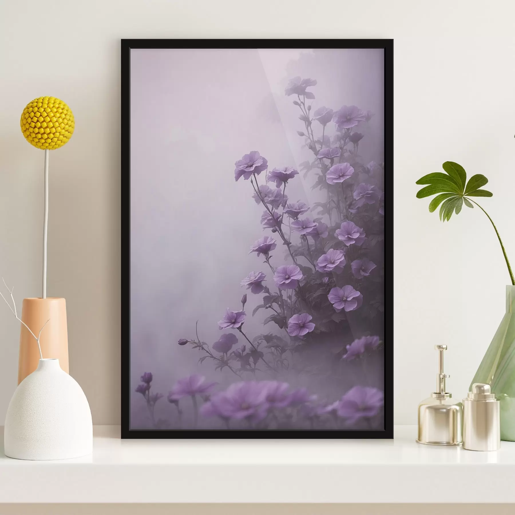Papier peint Fleurs violettes dans le brouillard f44456