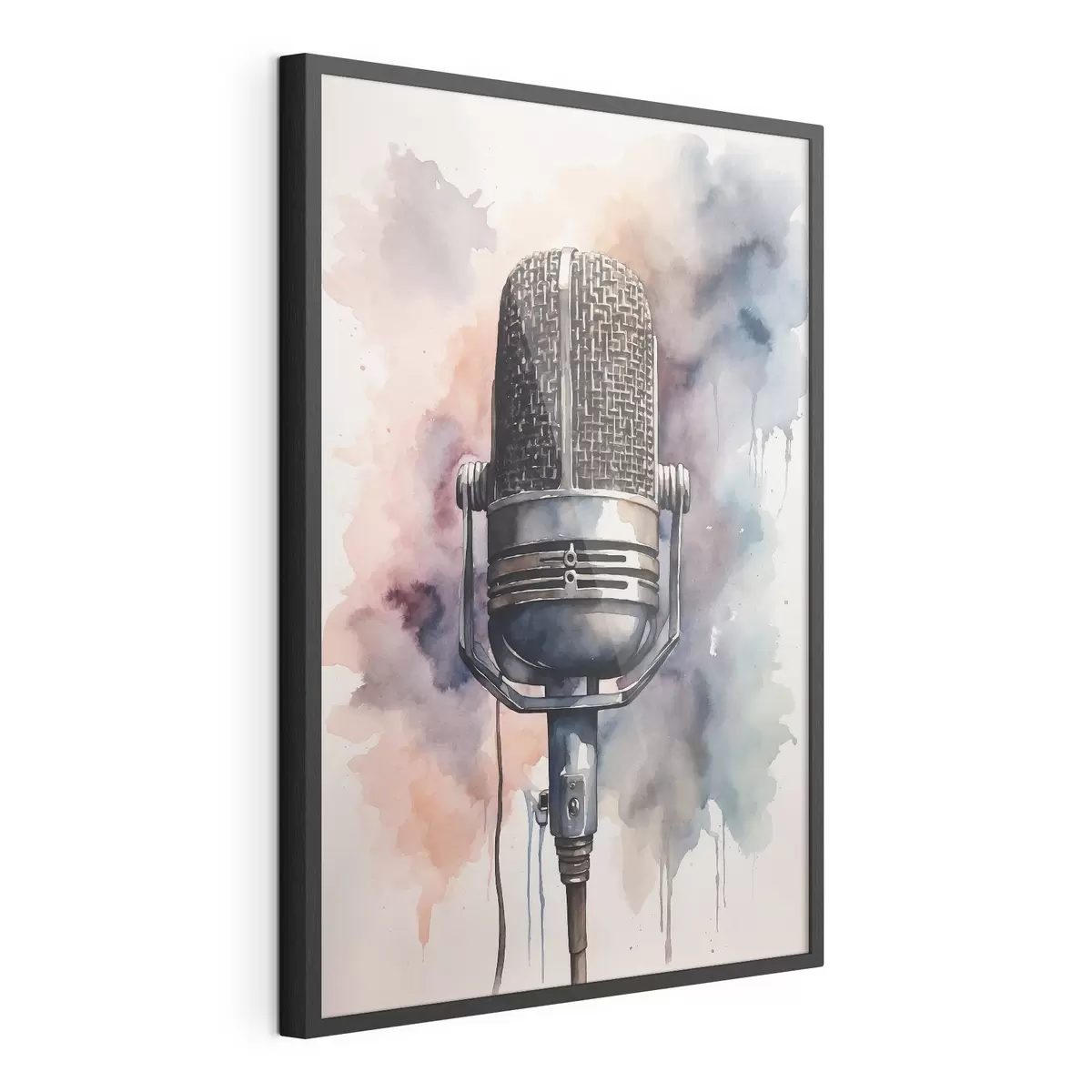 Poster Microphone sur fond aquarelle f44463