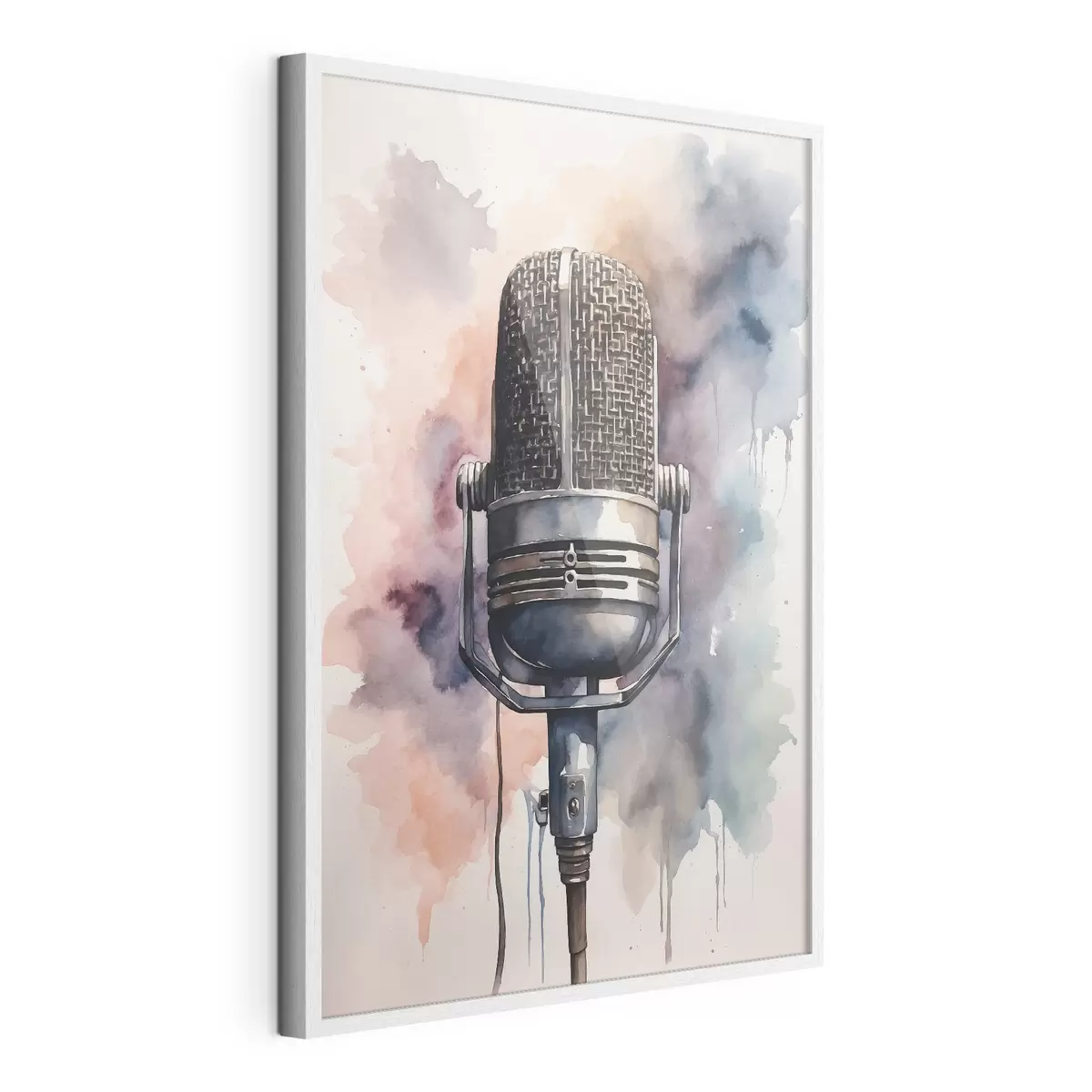 Poster Microphone sur fond aquarelle f44463