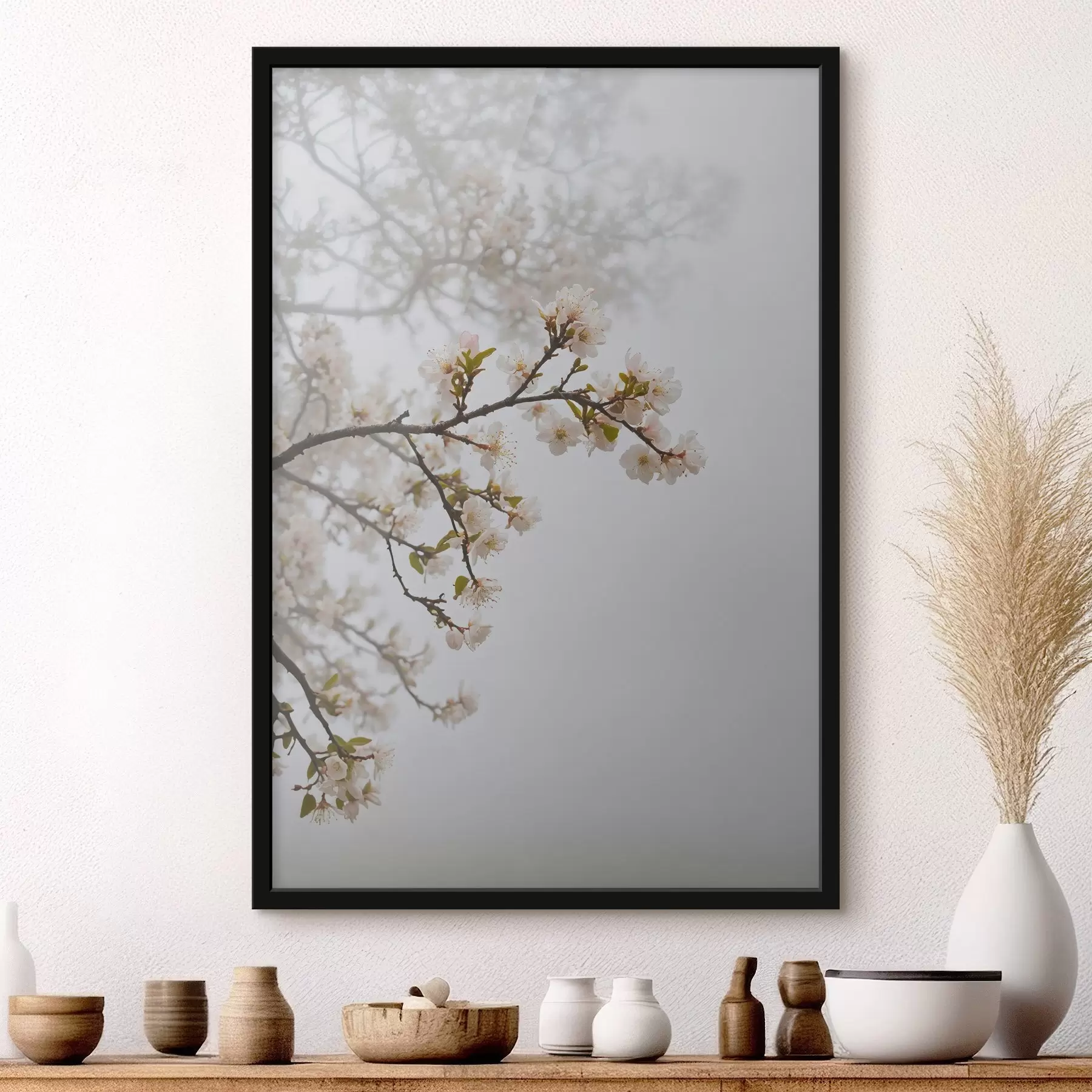 Papier peint Arbre à fleurs dans le brouillard f44473