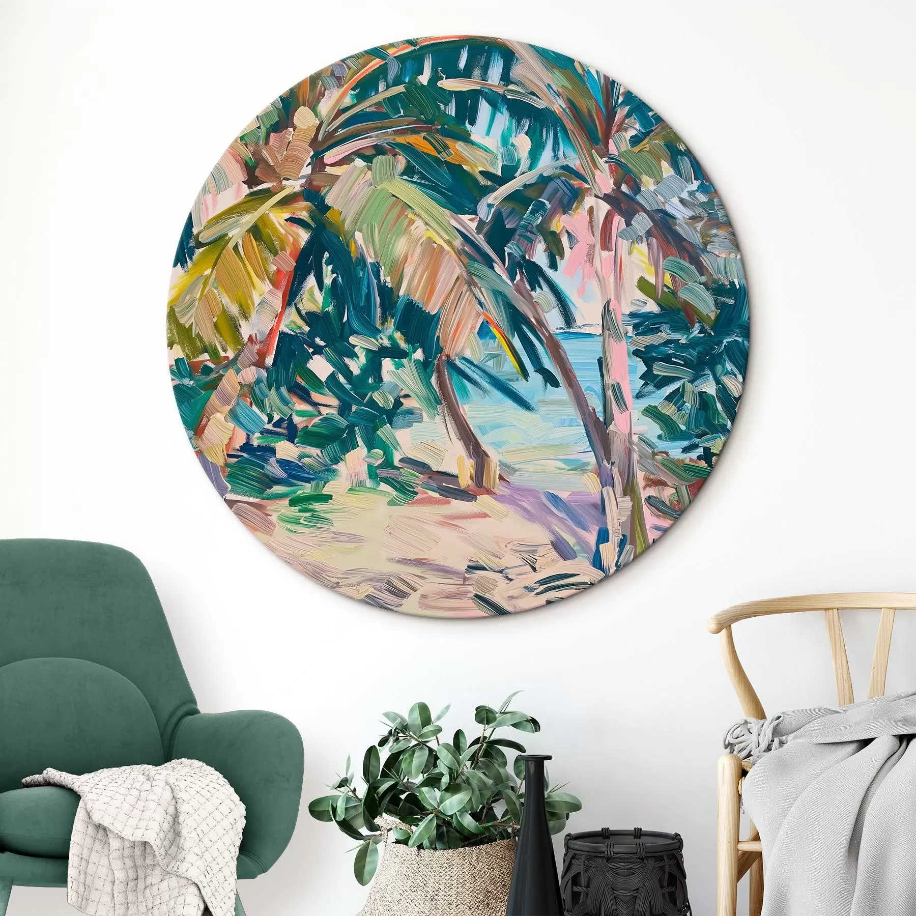Tableau Palmiers abstraction, imitation de coups de pinceau r44513