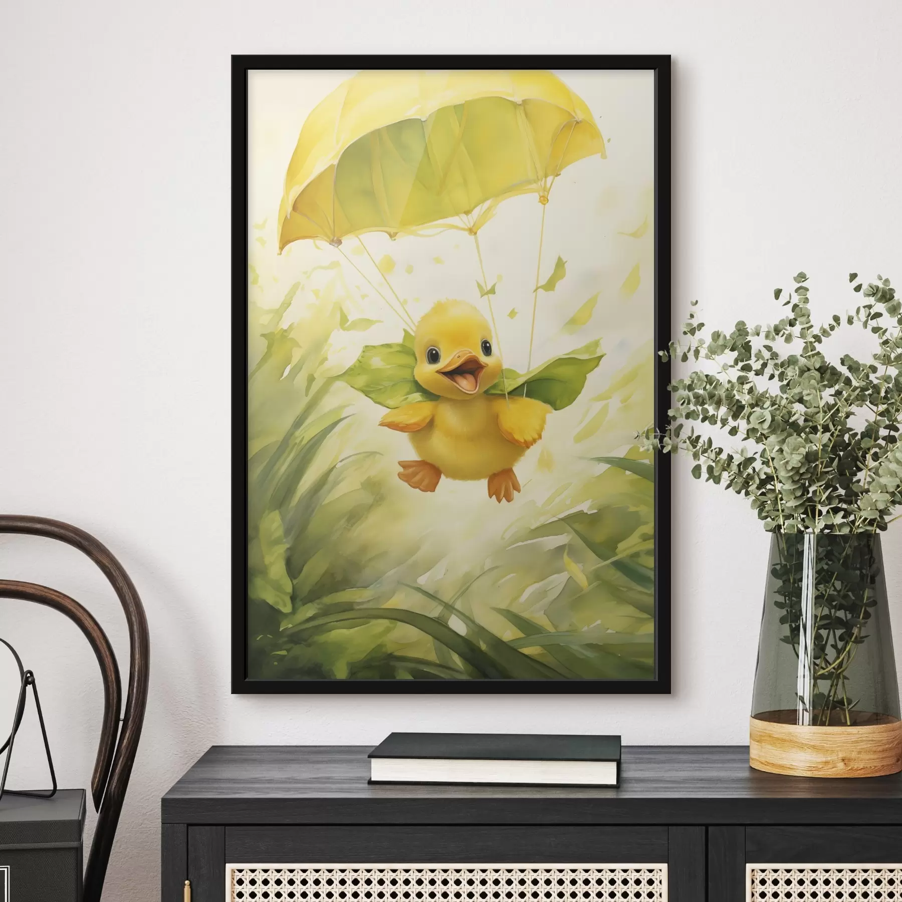 Papier peint Un canard avec un parachute f44529