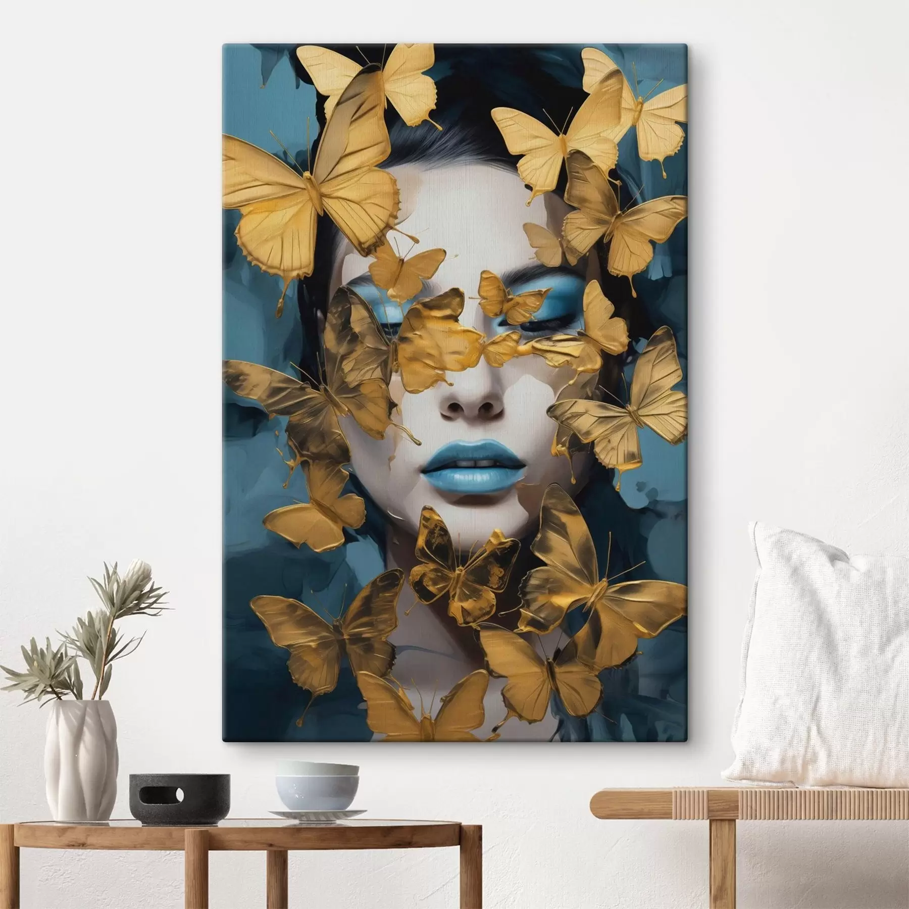 Tableau Portrait d'une fille avec des papillons s44583