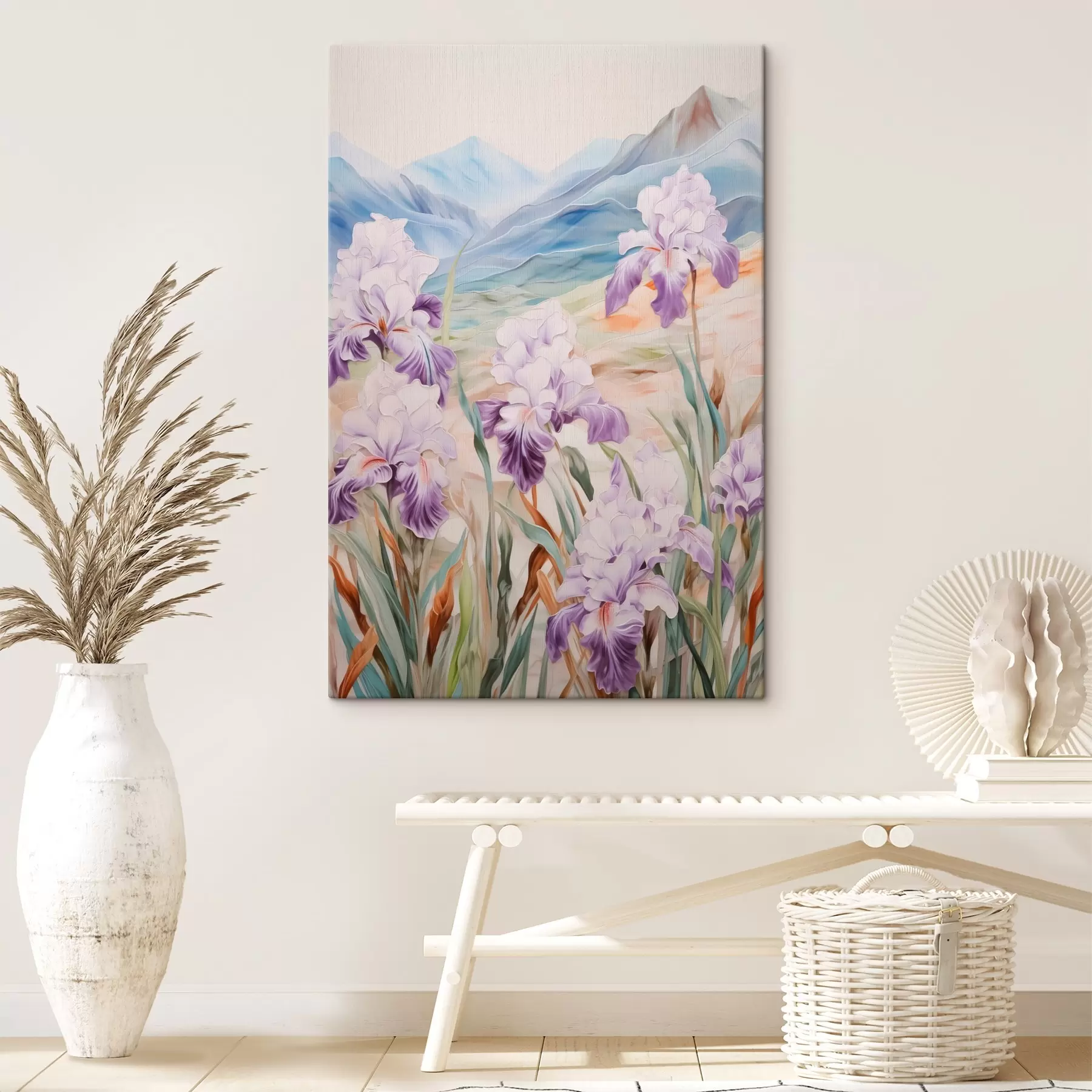Tableau Iris sur fond de montagnes s44599